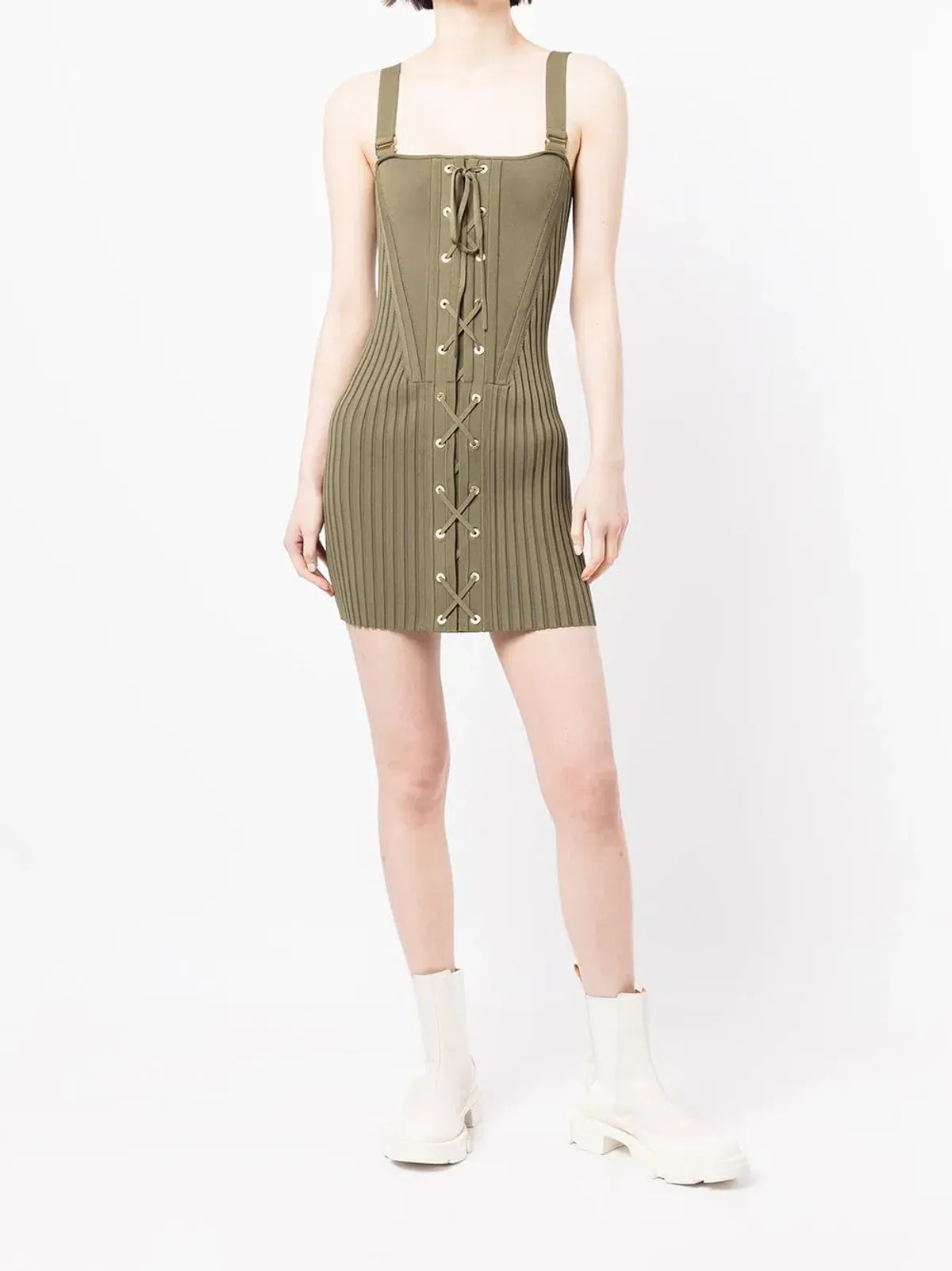 Dion Lee Laced Corset Mini Dress Moss Green Size S/AU 8 - Image 5