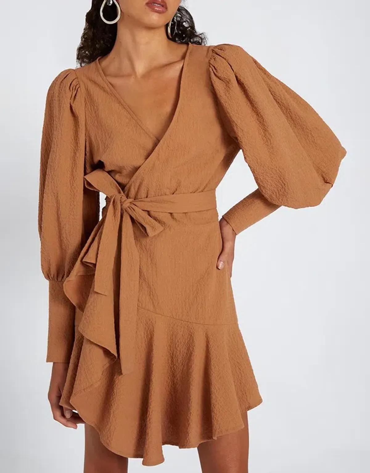 By Johnny Crush Wrap Dress Tan Size 8  - Image 2