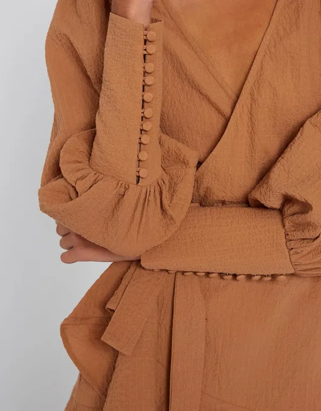 By Johnny Crush Wrap Dress Tan Size 8  for rent on The Volte - main image