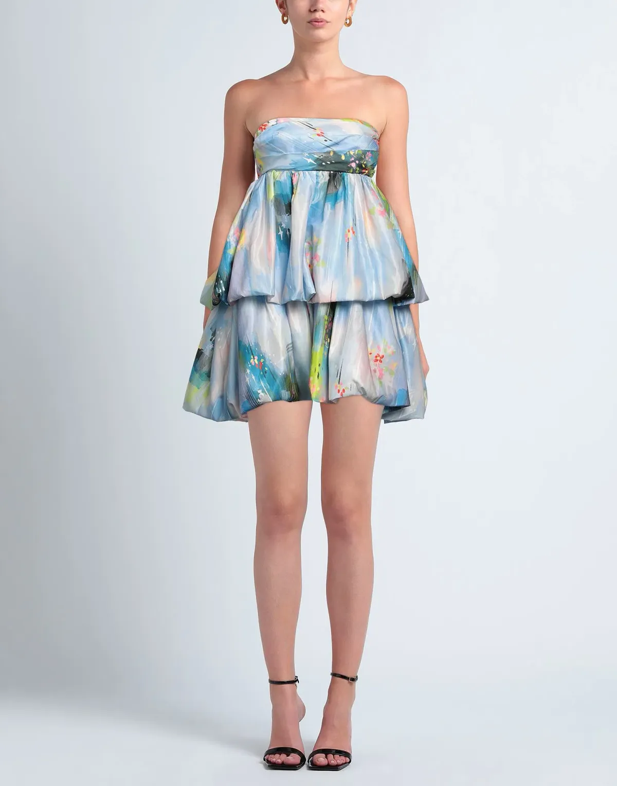 Leo Lin Daphne Strapless Bubble Mini Dress Willow Print Size 8 - Image 1