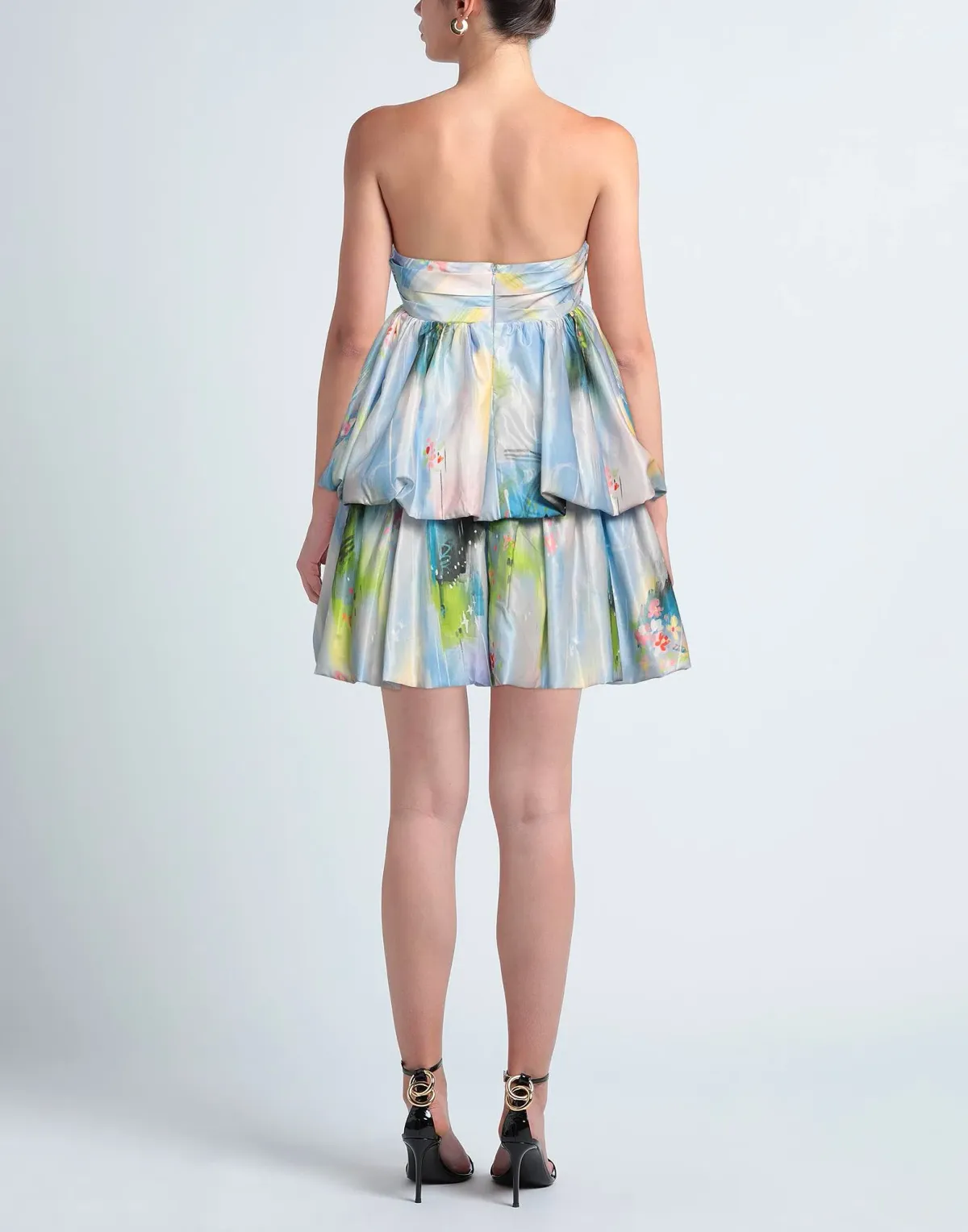 Leo Lin Daphne Strapless Bubble Mini Dress Willow Print Size 8 - Image 2