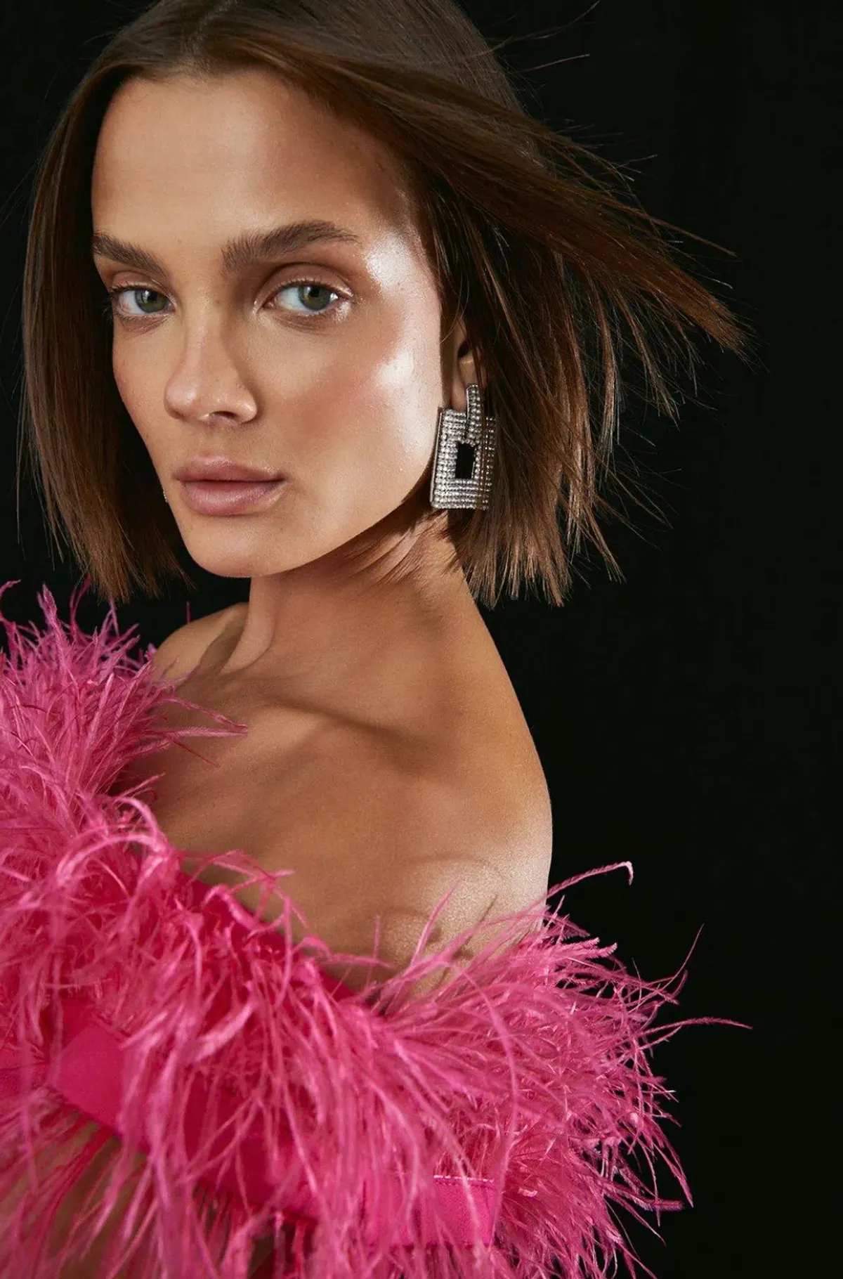 Karen Millen Compact Stretch Feather Bardot Mini Dress Pink Size 10 - Image 3