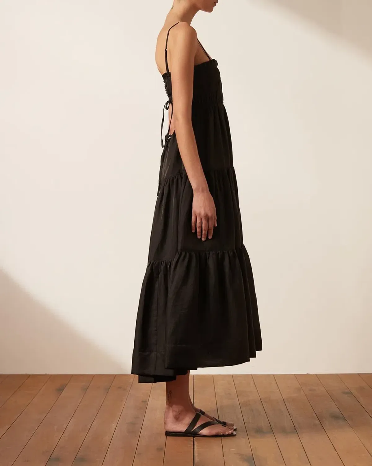 Shona Joy Bruna Linen Midi Black Size 8 - Image 2