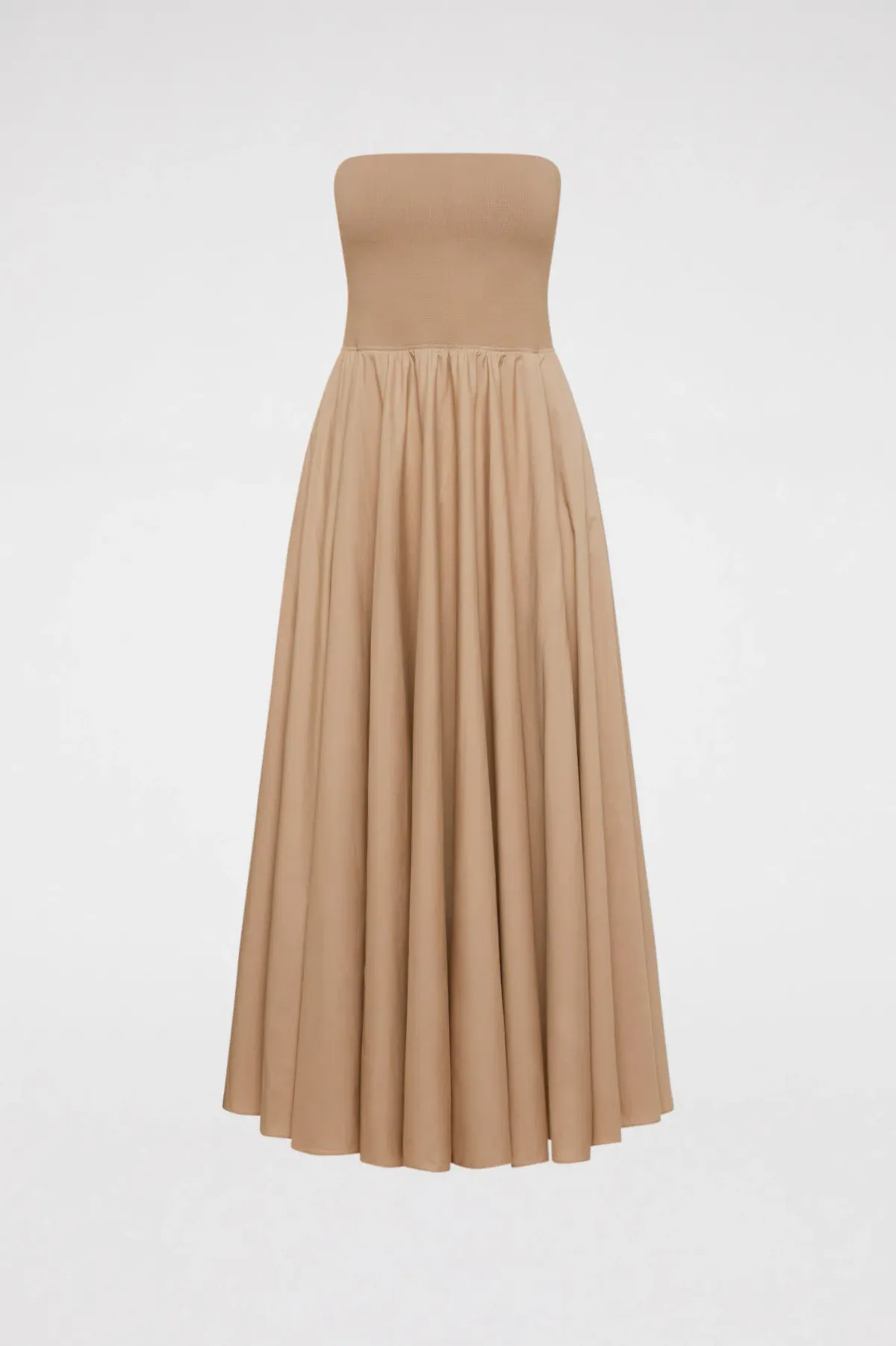 Scanlan Theodore Crepe Knit Cotton Strapless Dress Nude Size 6 - Image 3