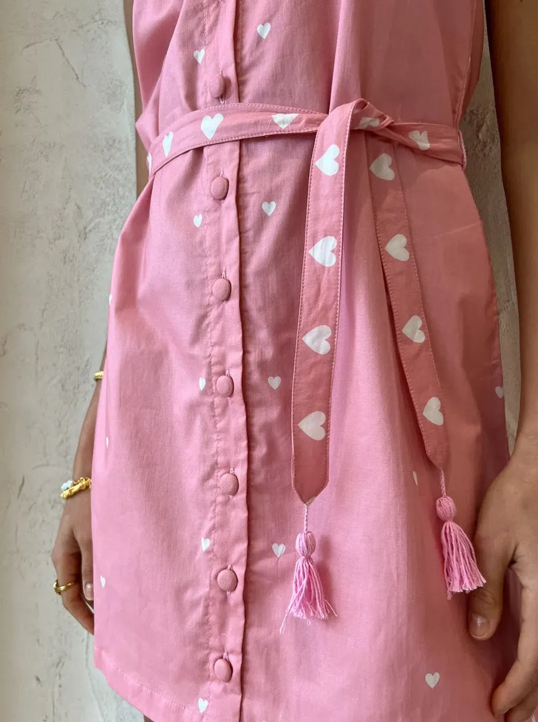 Ambra Maddalena Piper Mini Dress in Pink Hearts Size 10 for rent on The Volte - main image