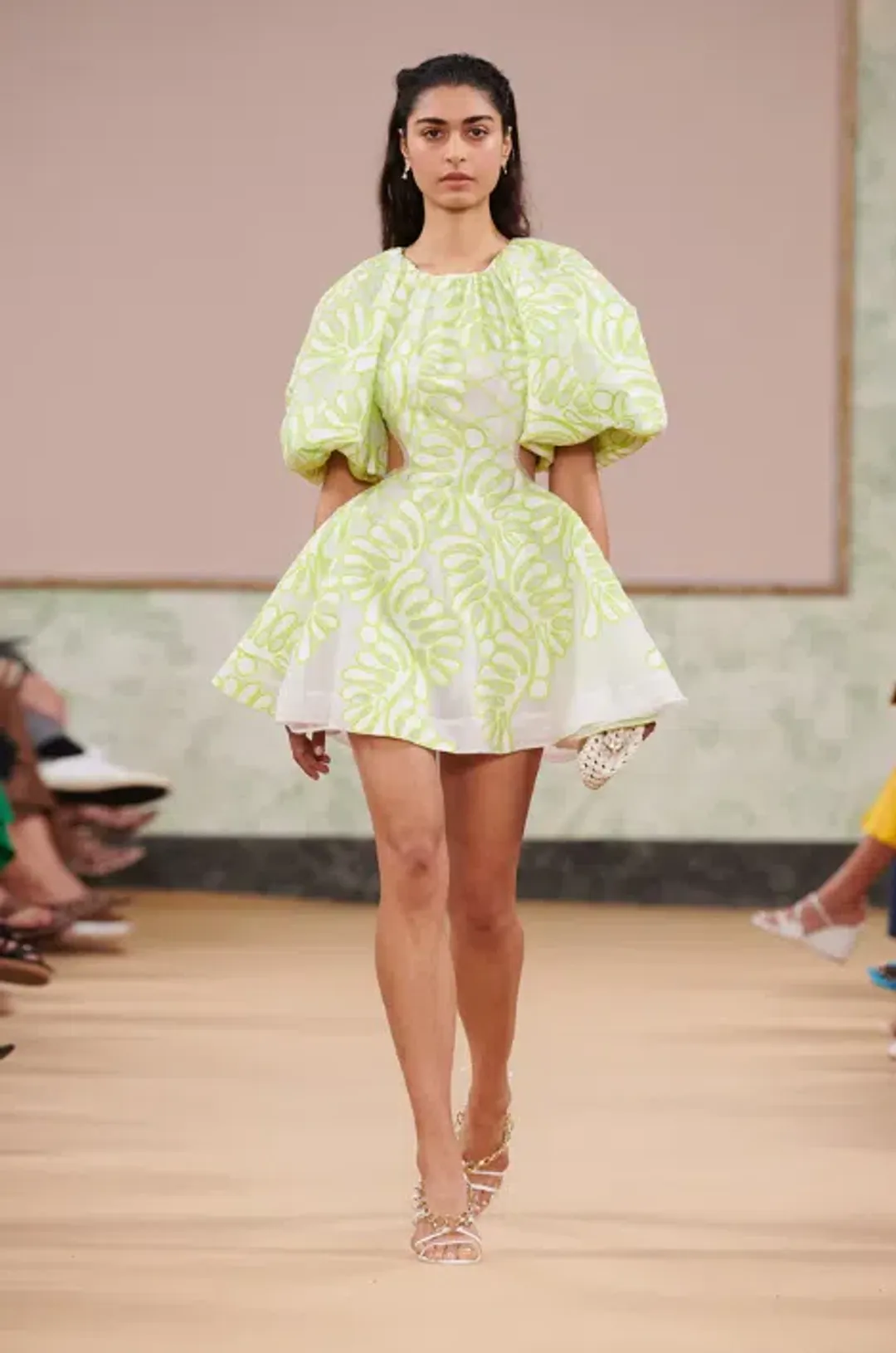 Aje Botanical Applique Mini Dress Ivory/Citrus Yellow Size 10 / M for rent on The Volte - main image