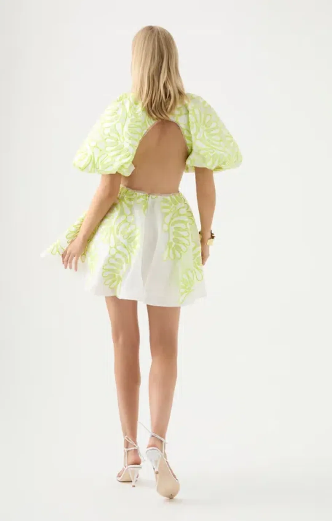 Aje Botanical Applique Mini Dress Ivory/Citrus Yellow Size 10 / M for rent on The Volte - main image