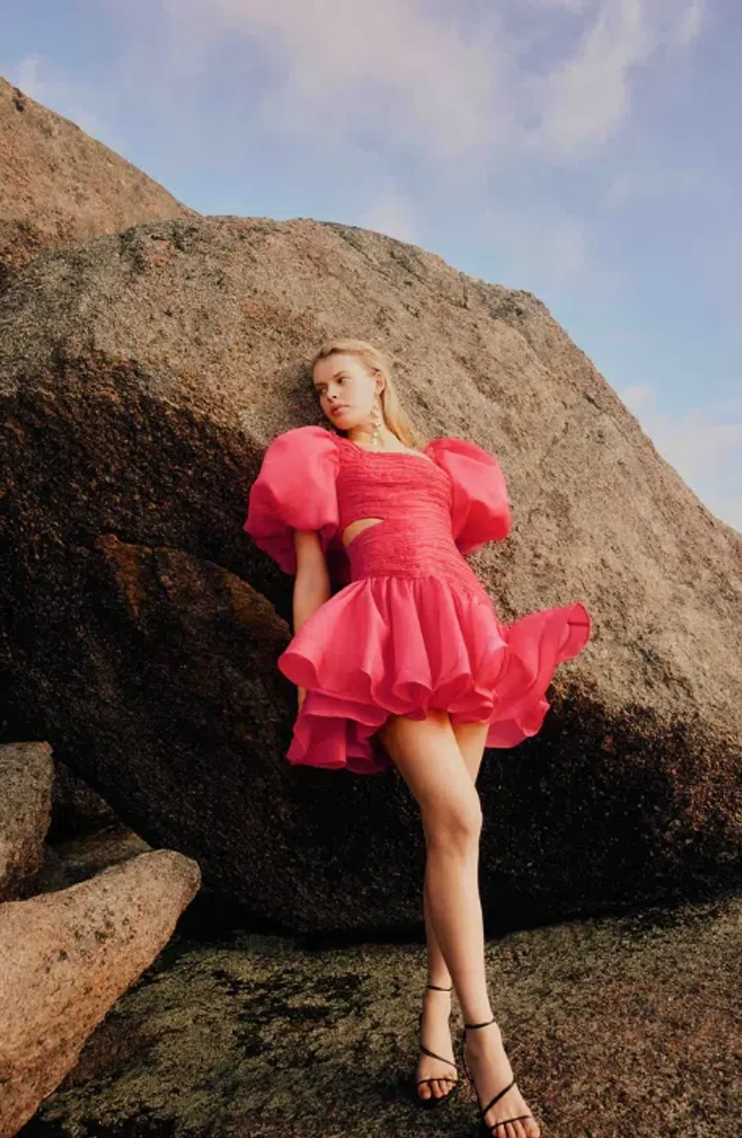 Aje Joan Puff Sleeve Mini Dress Pink Size 10 / M for rent on The Volte - main image