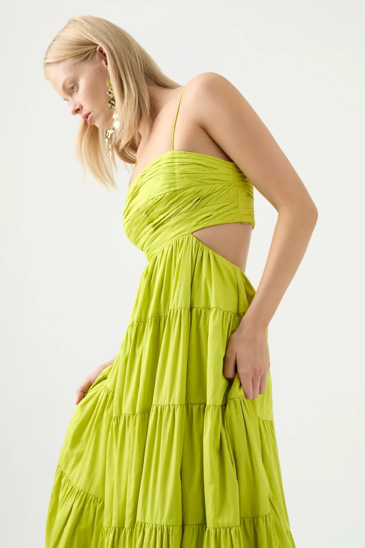 Aje Sartre Tiered Maxi Dress Green Size 8 / S - Image 2