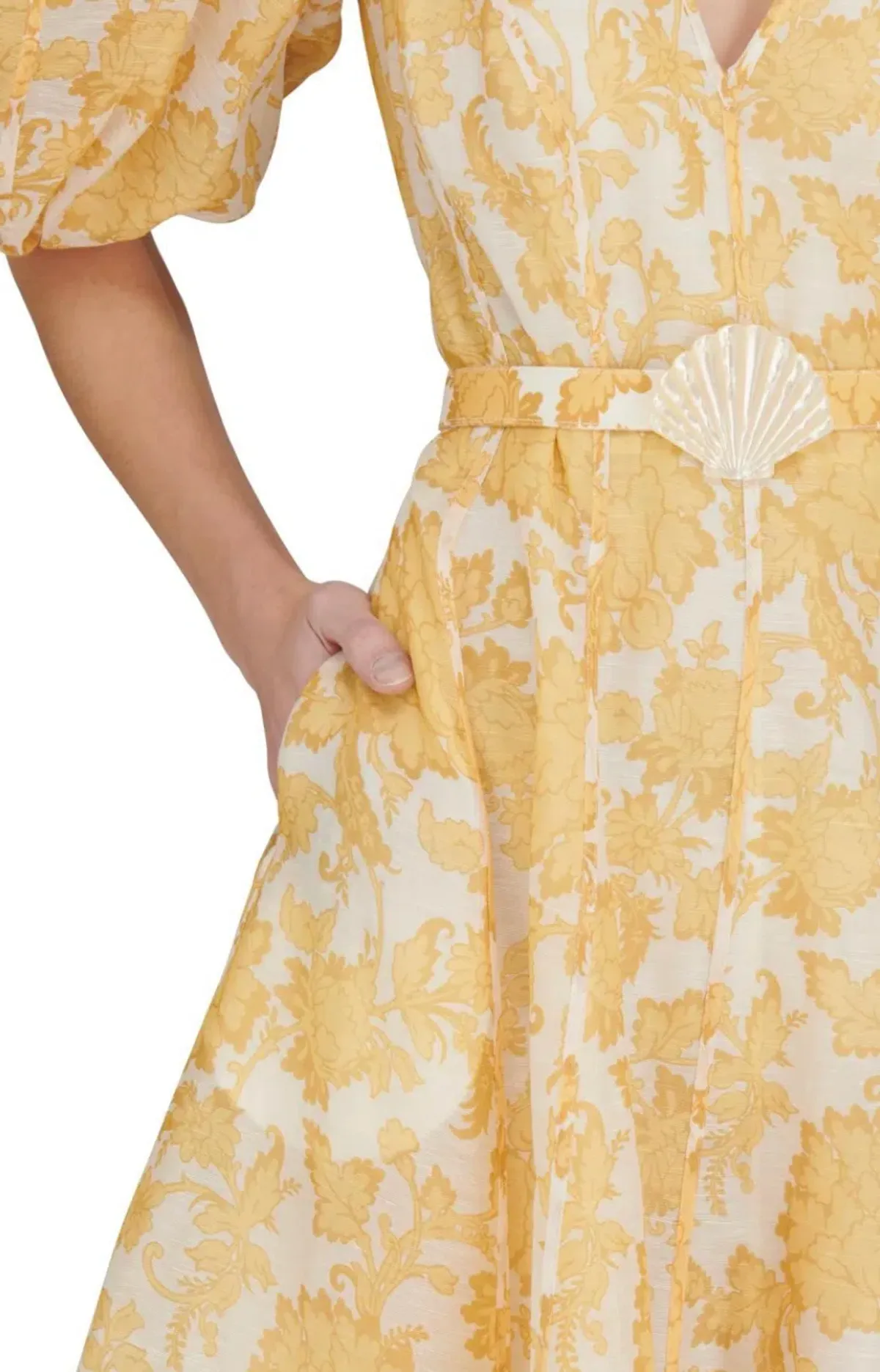 Zimmermann Postcard Puff Sleeve Midi Dress in Yellow AU14 (22:12) - Image 5