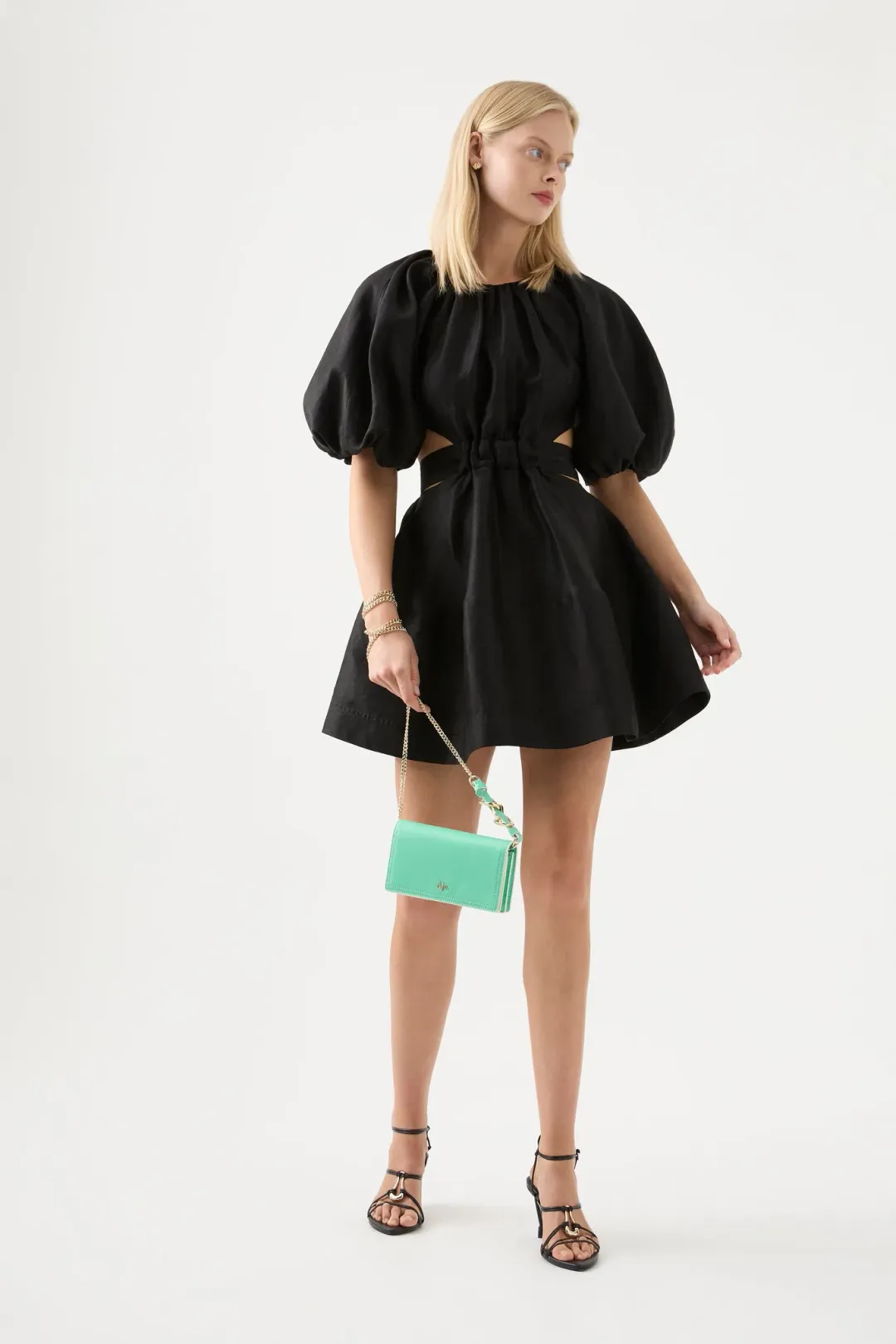 Aje Mimosa Cut Out Mini Dress Black Size 6 for rent on The Volte - main image