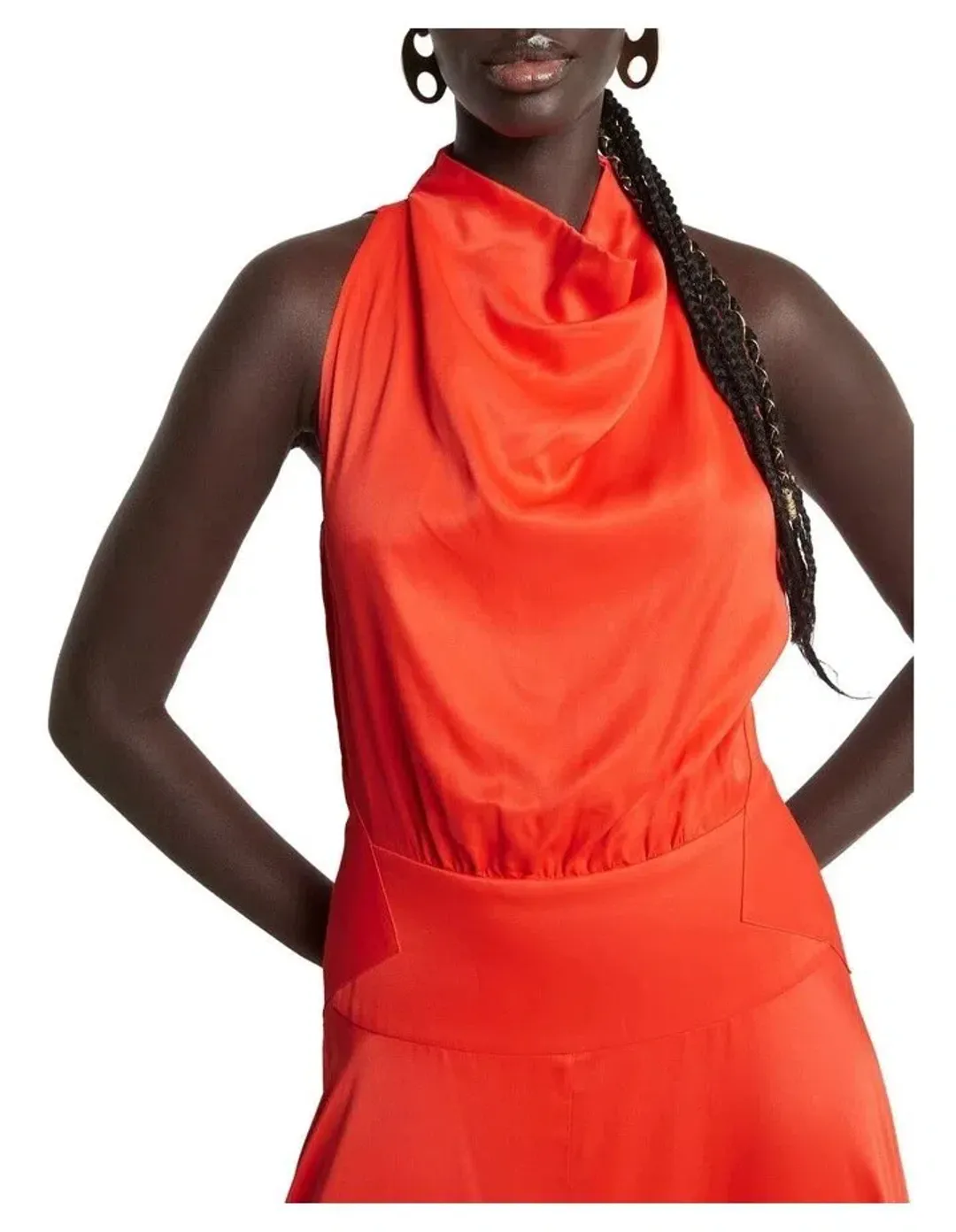 Sass & Bide Past Lives Cowl Neck Midi Dress Orange Size 10 for rent on The Volte - main image