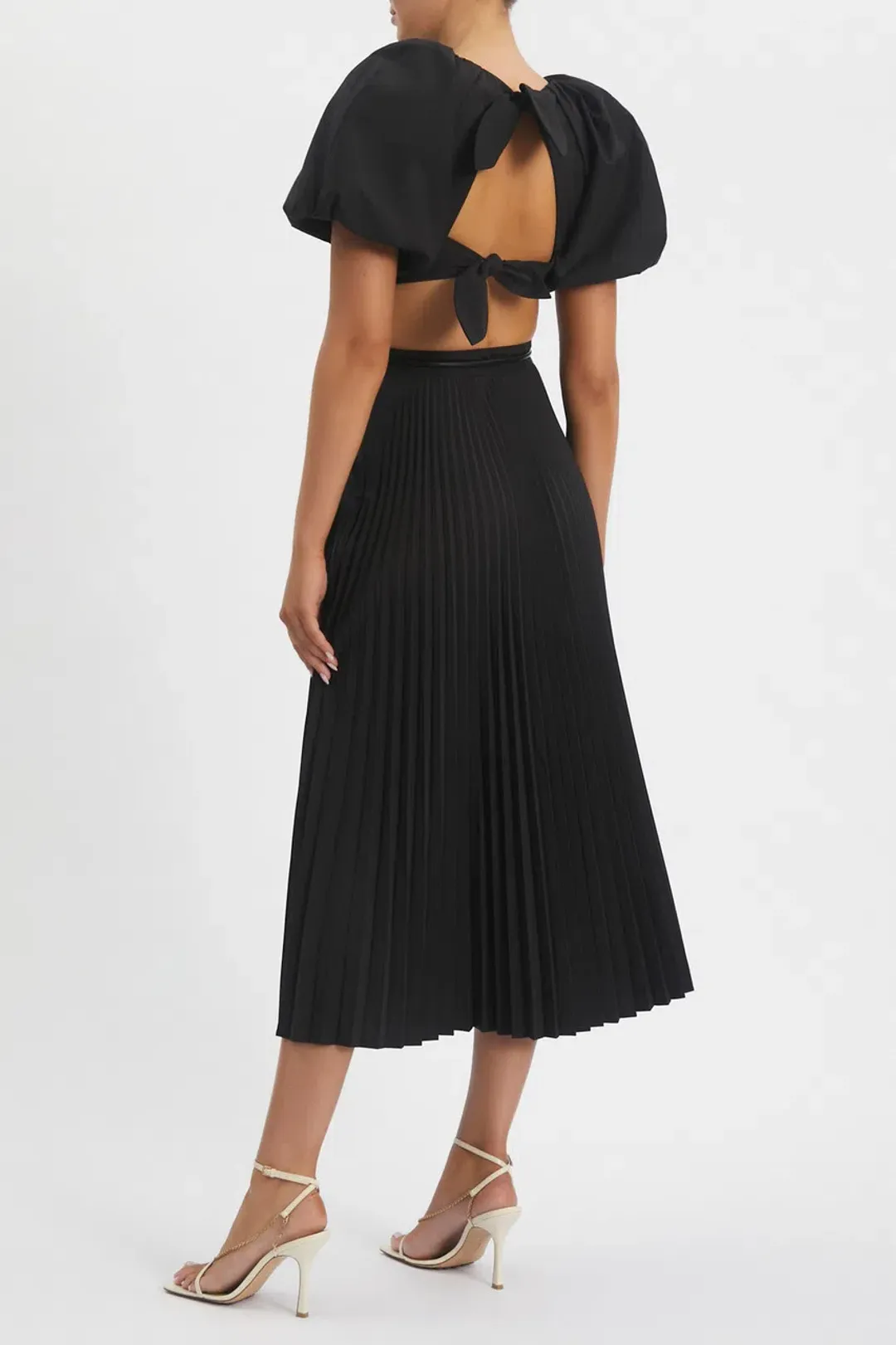 Rebecca Vallance Magdalena Puff Sleeve Midi Dress Black Size 8  for rent on The Volte - main image