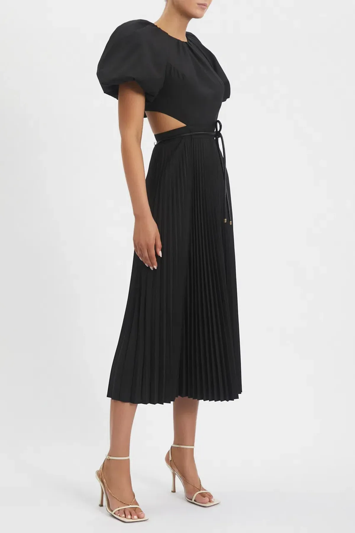 Rebecca Vallance Magdalena Puff Sleeve Midi Dress Black Size 8  - Image 2