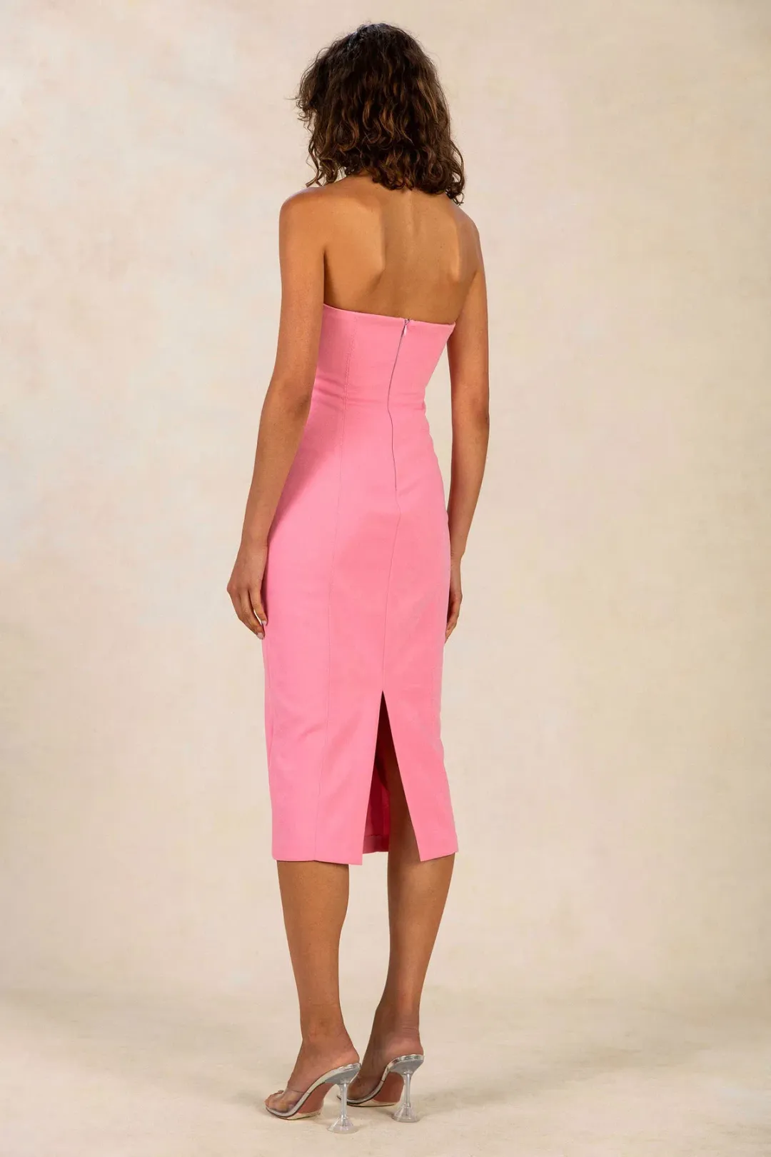 Misha Antonella Bonded Crepe Midi Dress Pink Size 10/M for rent on The Volte - main image
