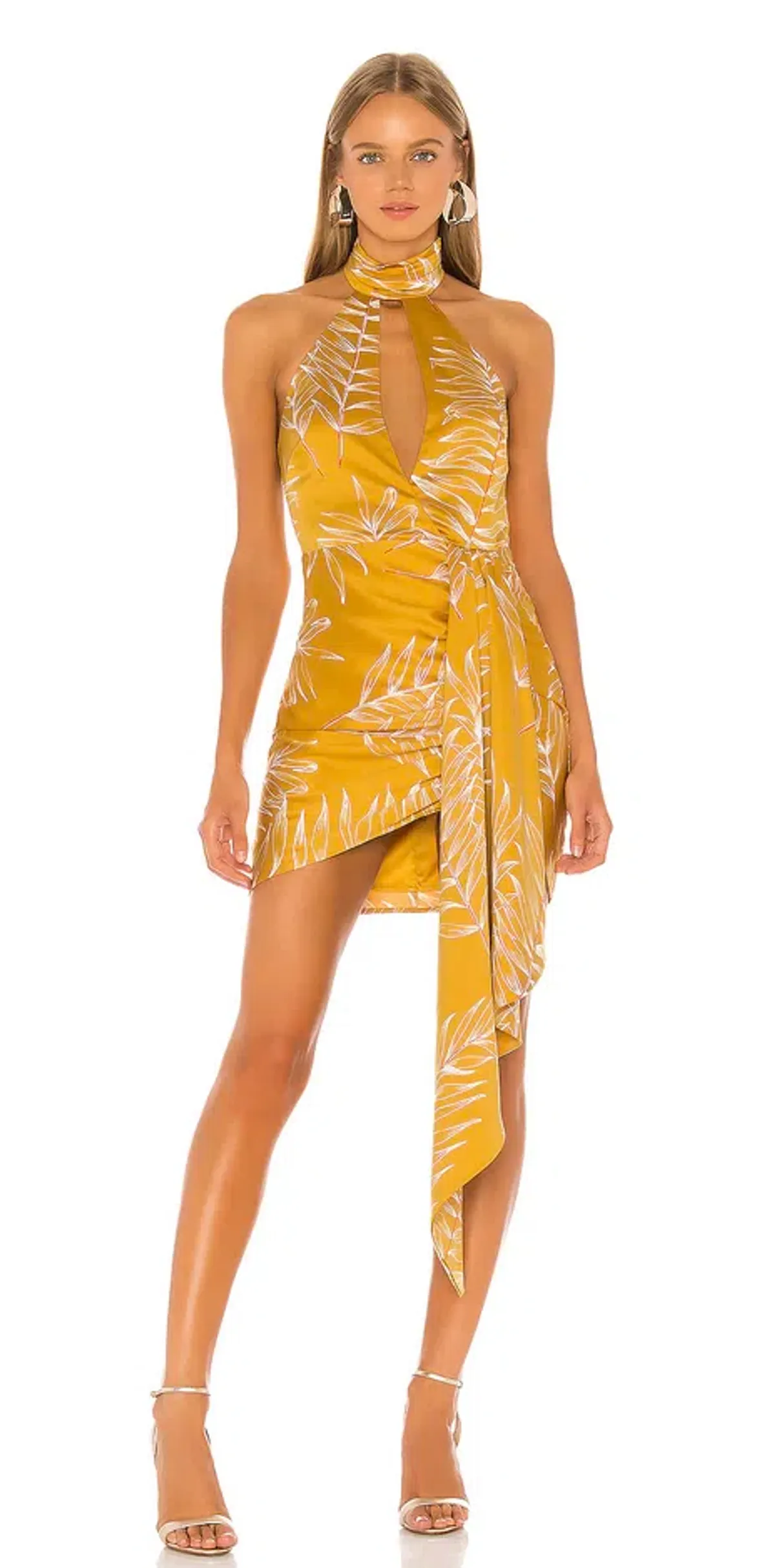 Camila Coelho Antonia Mini Dress Gold Tropical Size S/Au 10 - Image 1
