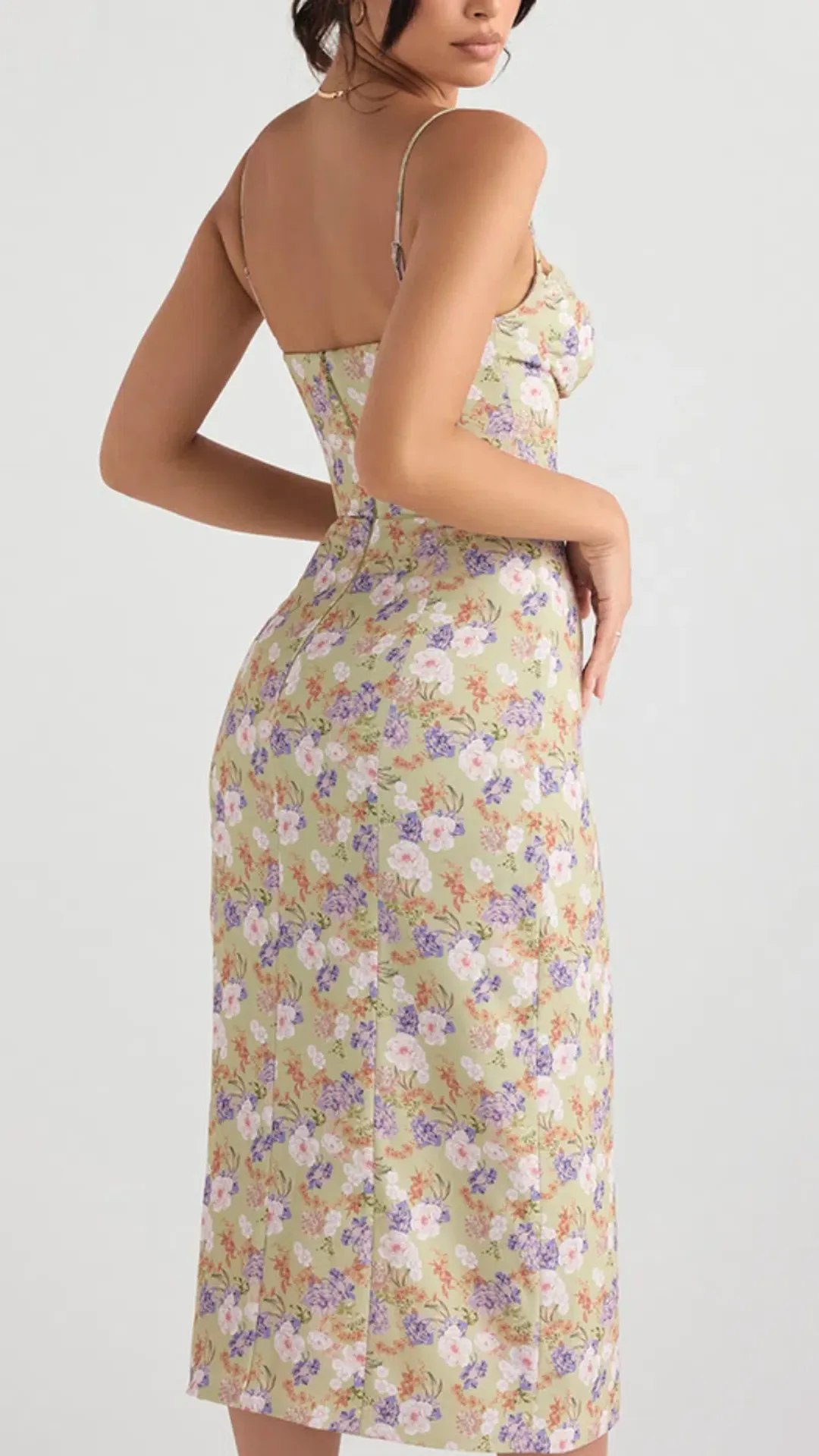House of CB Charlotte Midi Sundress Green Floral Size 6 for rent on The Volte - main image