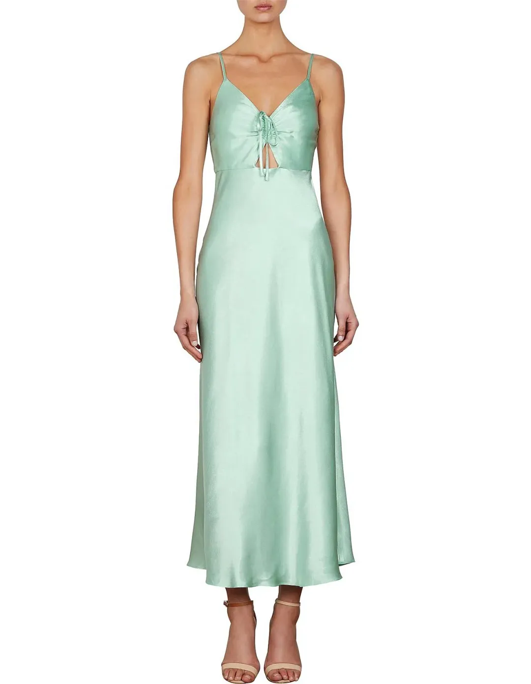 Shona Joy Jefferson Ruched Bias Midi Dress Mint Size 6  for rent on The Volte - main image