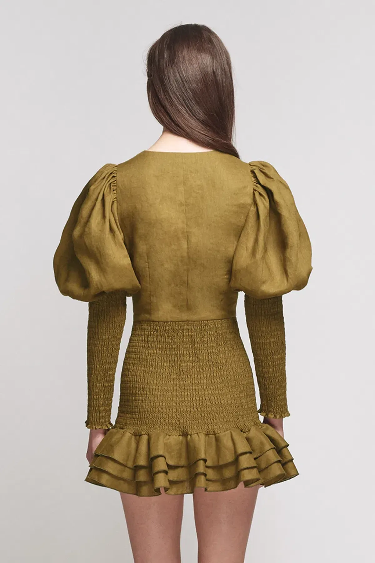 Joslin Studio Morgan Linen Mini Dress Camo Size 10 - Image 3