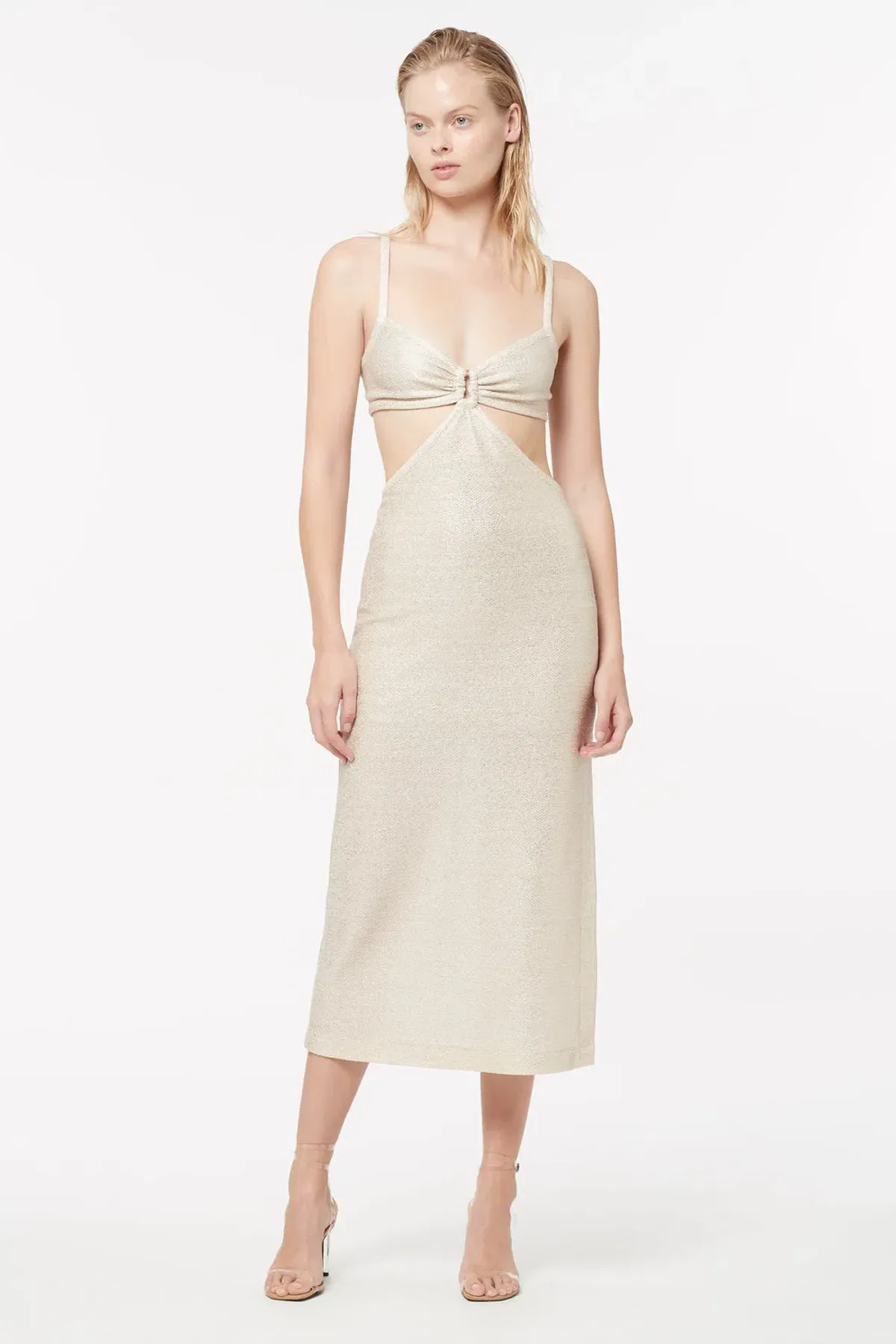 Manning Cartell Total Eclipse Cut Out Dress Soft Gold Size 12 - Image 1