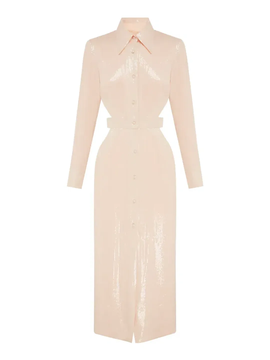 Alice McCall Night Sky Trench Dress Blush Pink Sequin Midi Dress Size 8 for rent on The Volte - main image