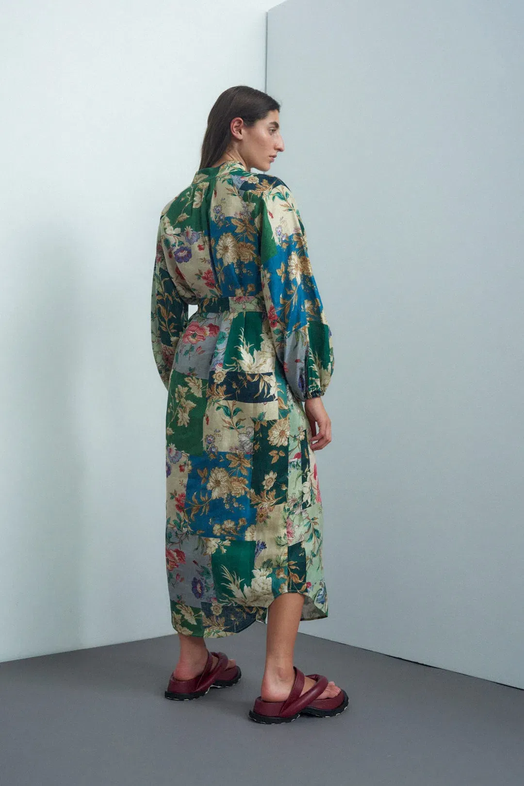 Alemais Loretta Patchwork Shirtdress Green Size 8 for rent on The Volte - main image