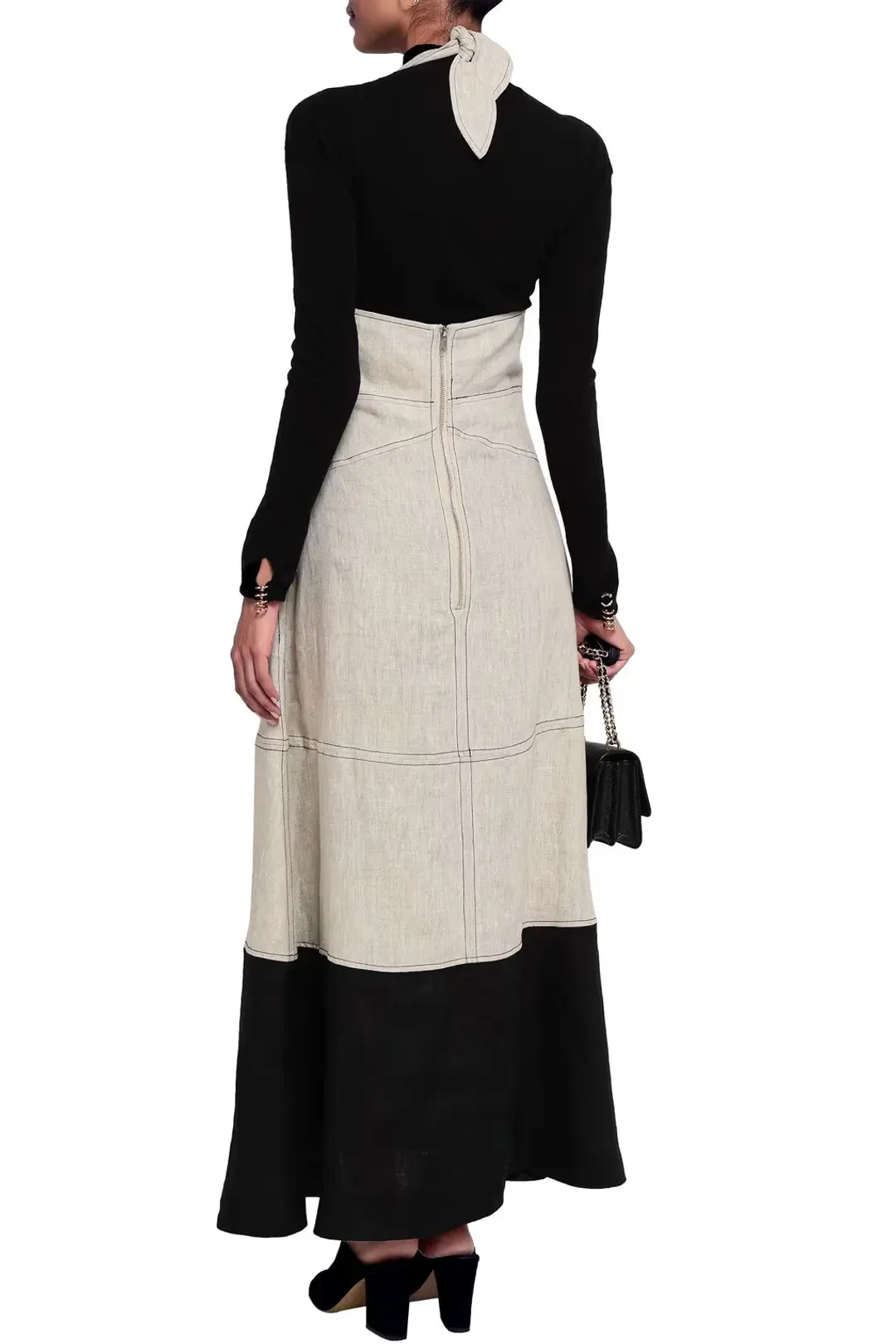 Paper London Linen Maxi Dress Grey Size 12 for rent on The Volte - main image