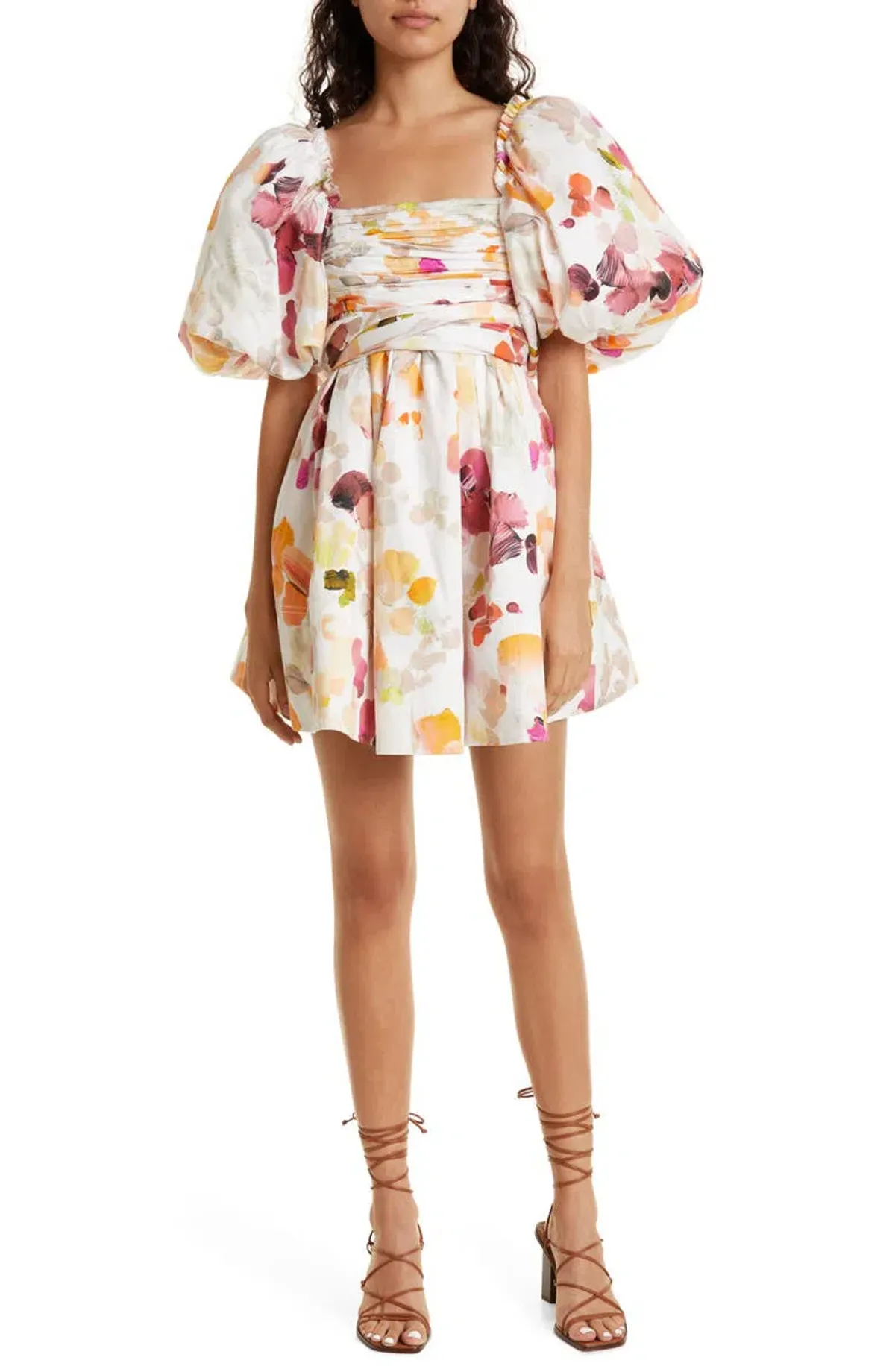 Aje Dassia Puff Sleeve Mini Dress Floral Size 8 - Image 1
