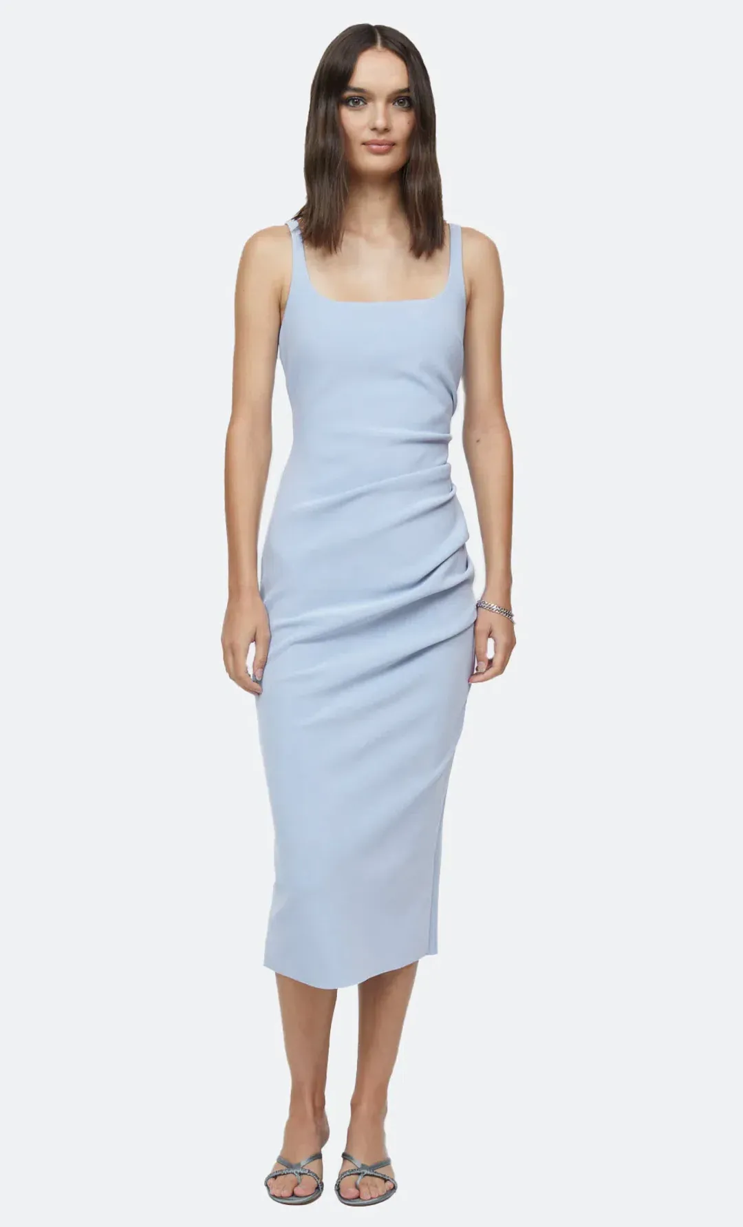Bec & Bridge Karina Tuck Midi Dress Powder Blue Size 8 for rent on The Volte - main image