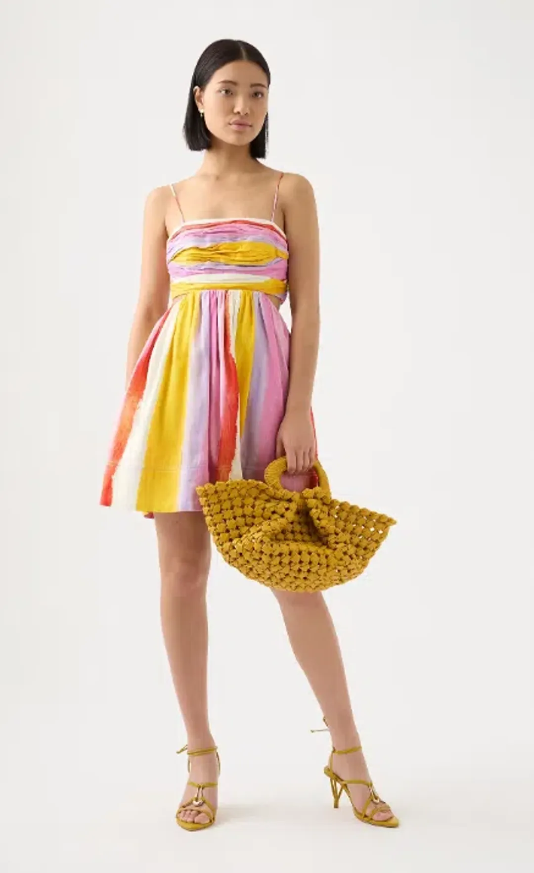 Aje Liza Ruched Baby Doll Dress Multi Size 10 for rent on The Volte - main image
