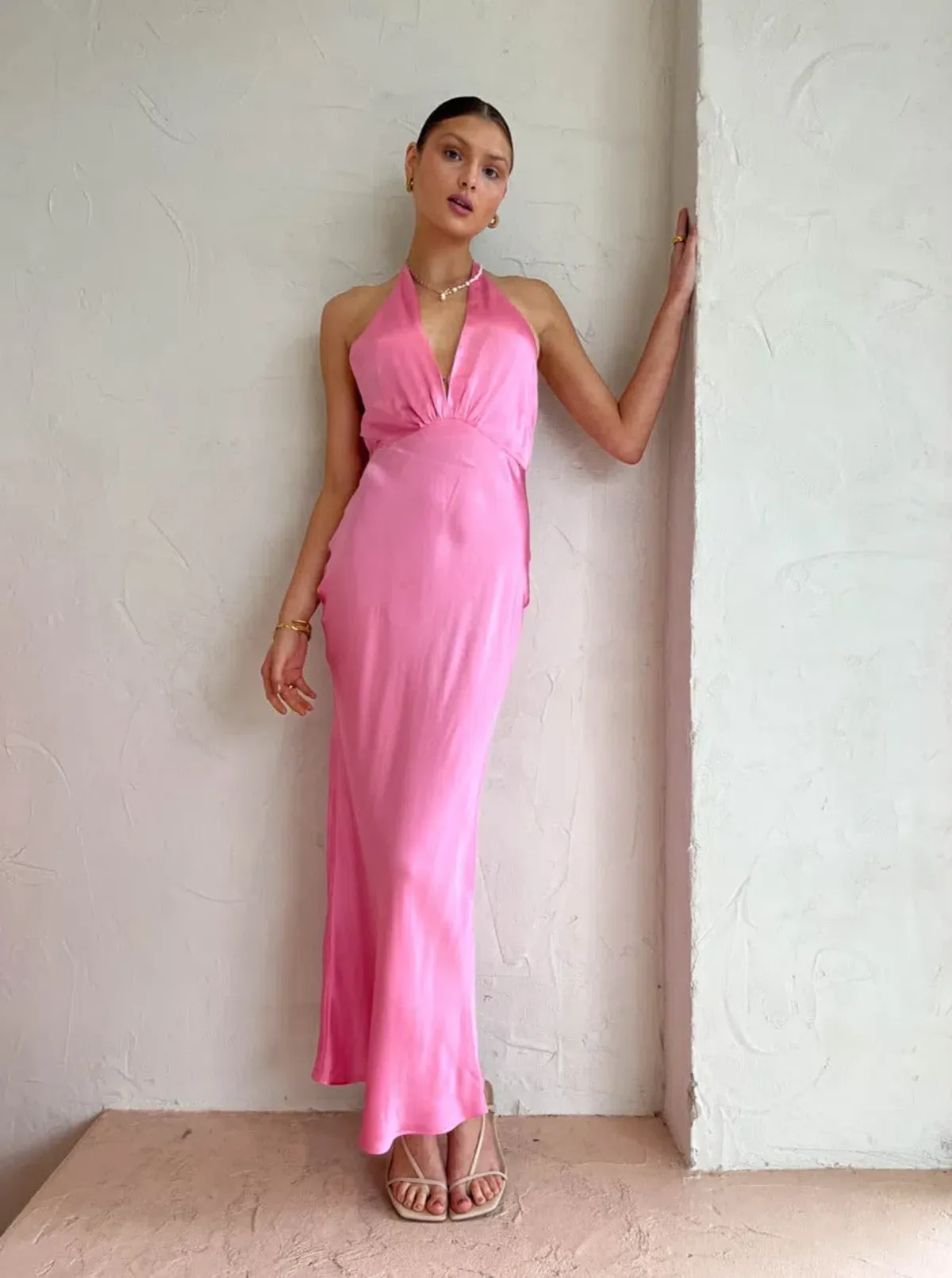 Bec & Bridge Indi Halter Maxi Dress Pink Size 8 - Image 1