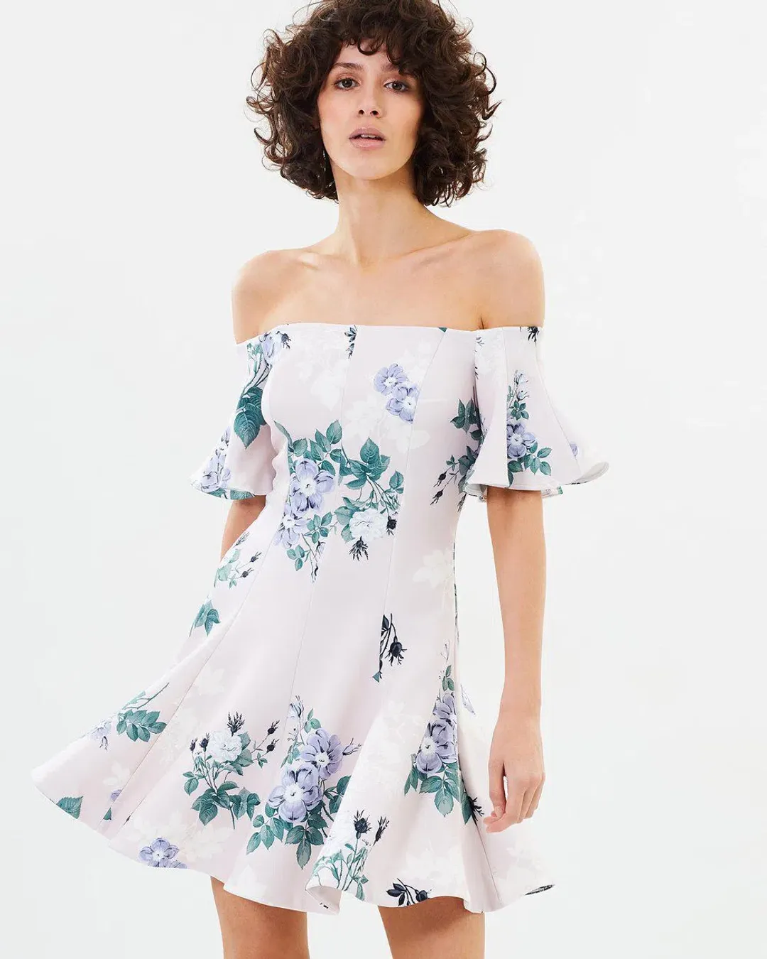 Lover Off Shoulder Mini Dress Floral Size 10 for rent on The Volte - main image