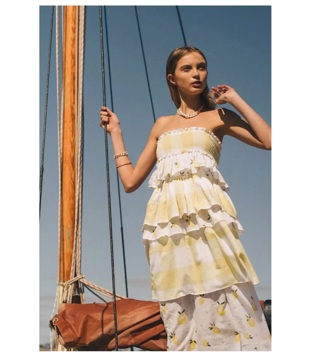 Ambra Maddalena Guinevera Dress Lemonata/White Size 10 for rent on The Volte - main image