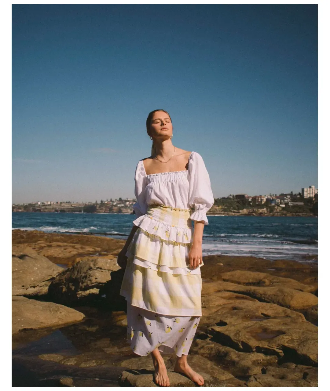 Ambra Maddalena Guinevera Dress Lemonata/White Size 10 for rent on The Volte - main image