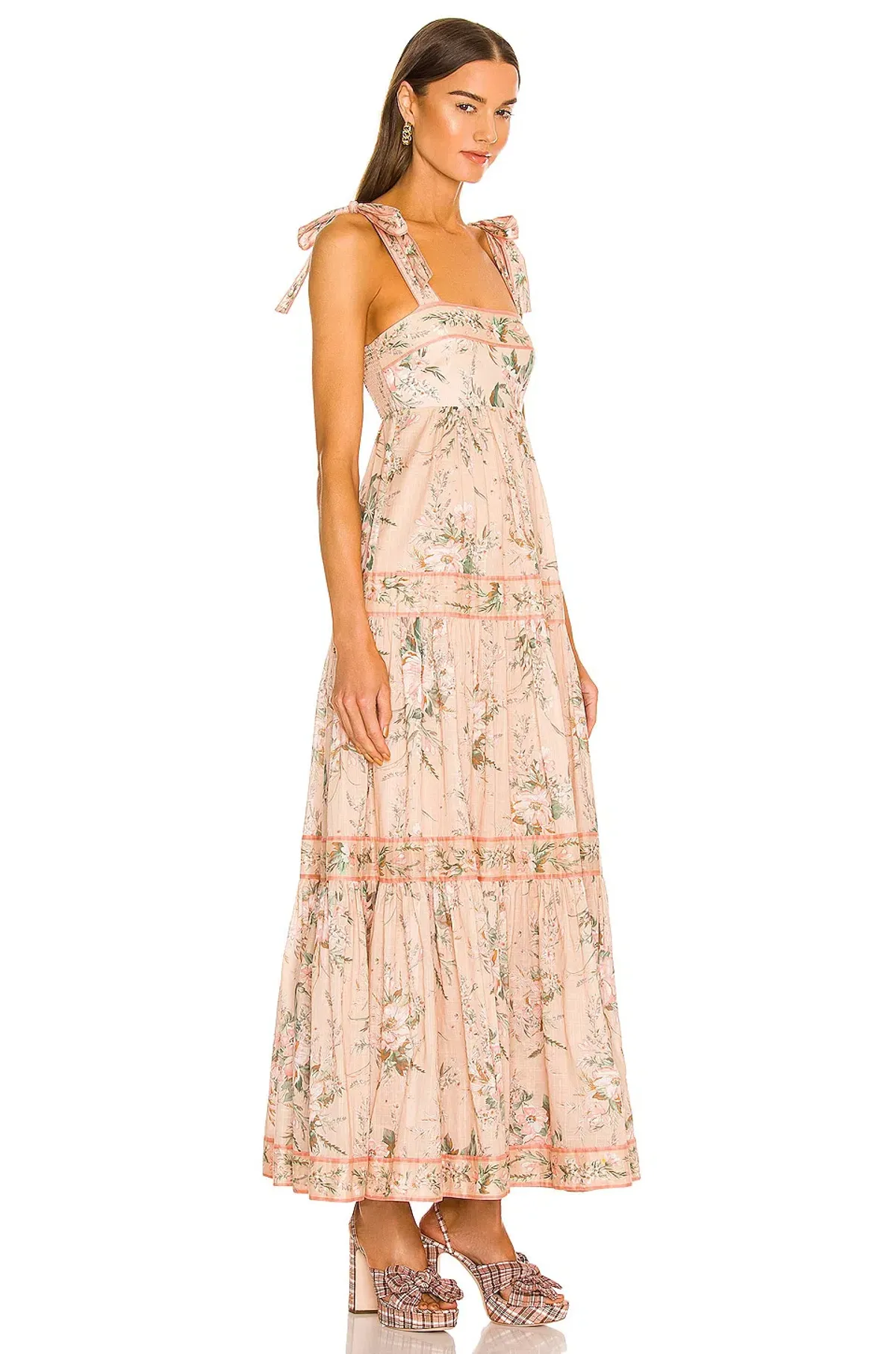 Zimmermann Moonshine Tie Shoulder Dress Cream Floral Size 6 - Image 3