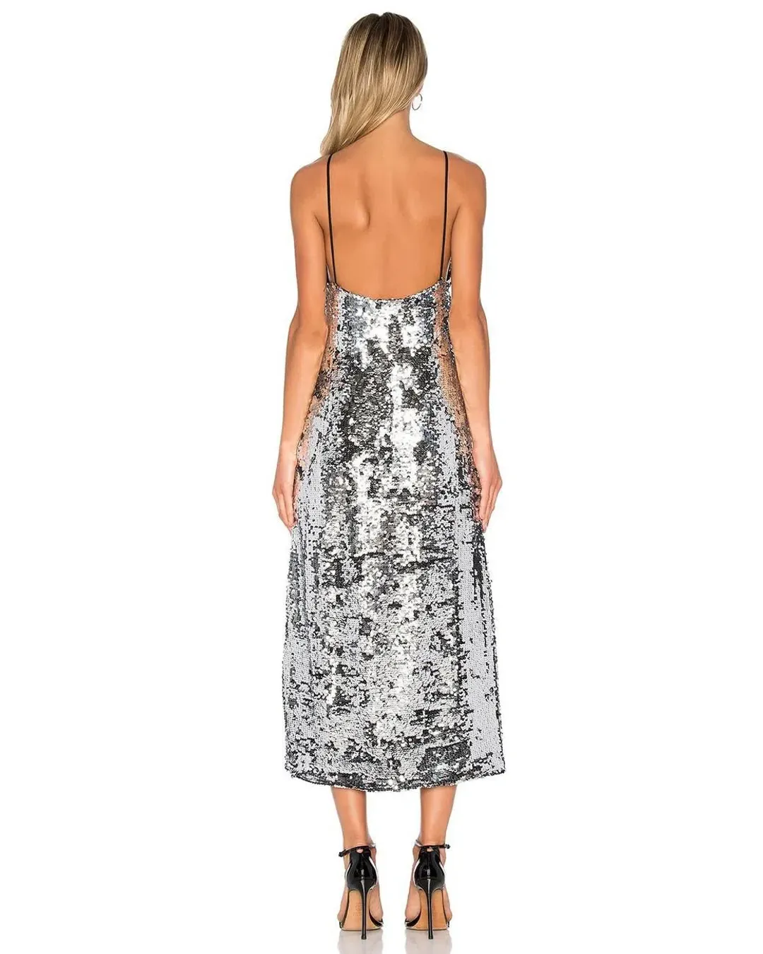 Off-White c/o Virgil Abloh Metallic Sequin Slip Dress Size 10 for rent on The Volte - main image