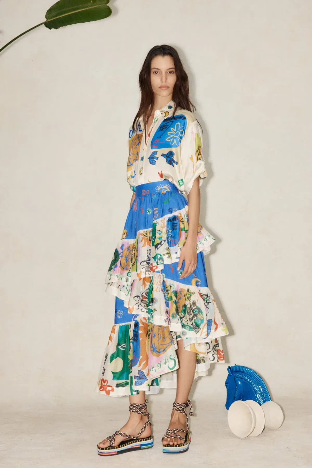 Alemais Soleil Oversized Shirt and Ruffle Skirt Set Print Size 14 - Image 2