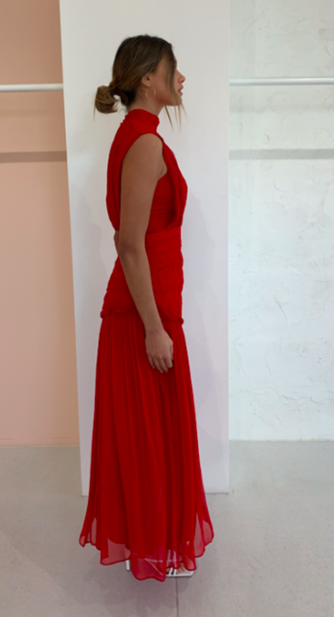 Shona Joy Clemence High Neck Midi Dress Red Size 12 for rent on The Volte - main image