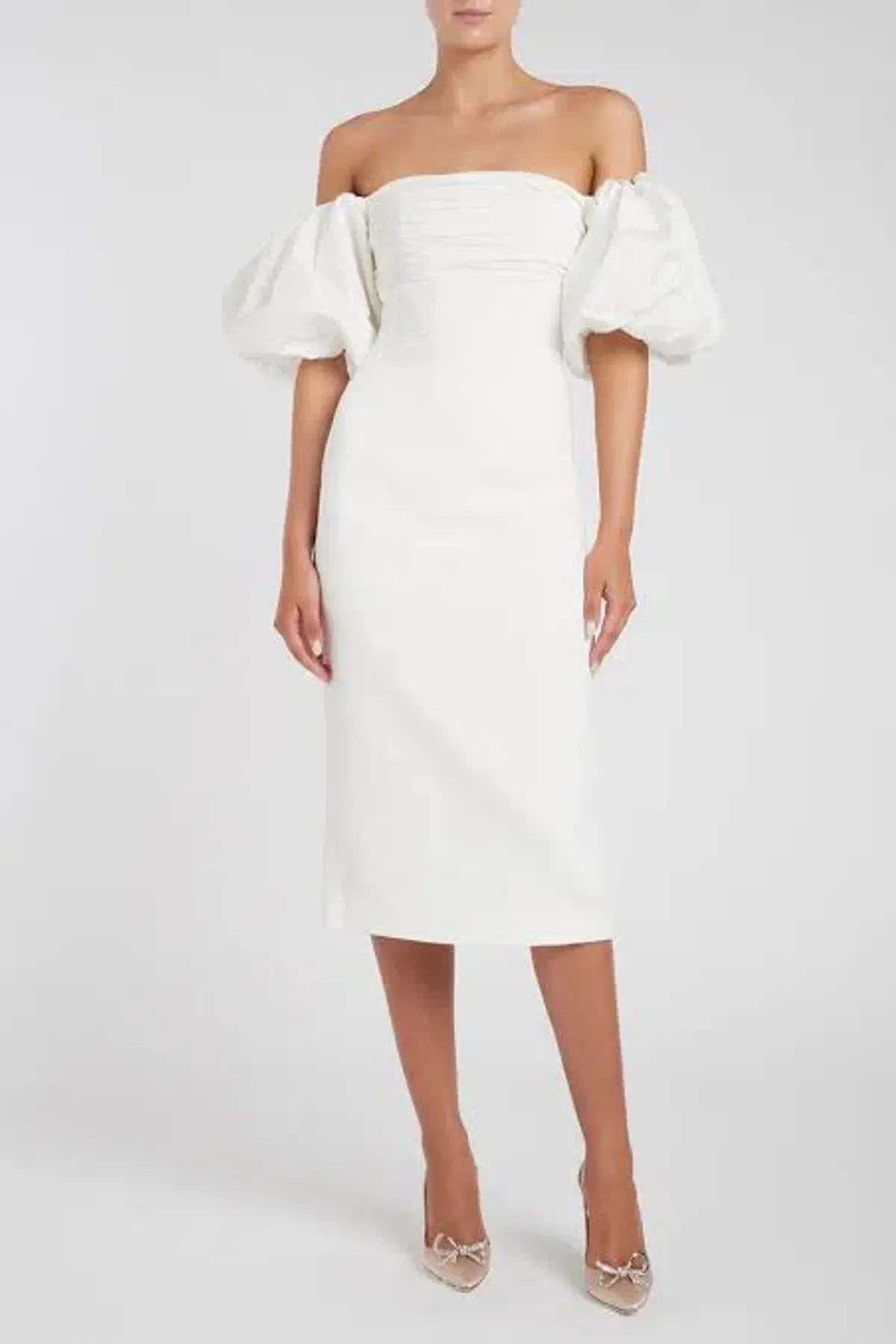 Rebecca Vallance Genevieve Puff Sleeve Dress White Size 12 - Image 1
