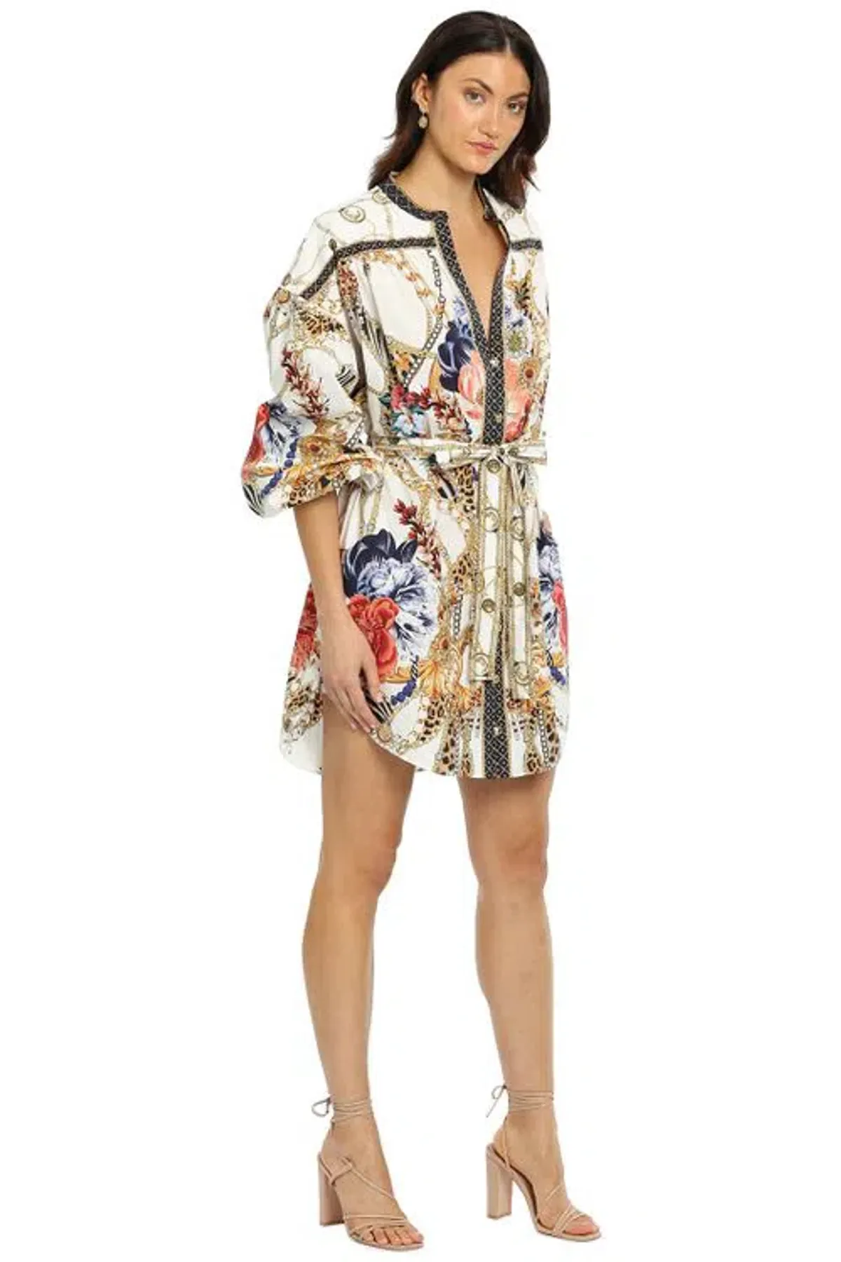 Camila Blouson Sleeve Shirt Dress Reign Supreme Print Size S/AU 6 - Image 3