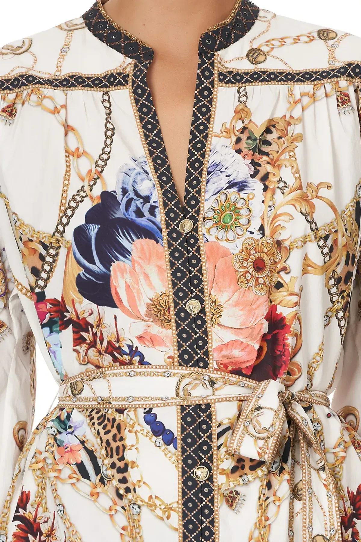 Camila Blouson Sleeve Shirt Dress Reign Supreme Print Size S/AU 6 - Image 5