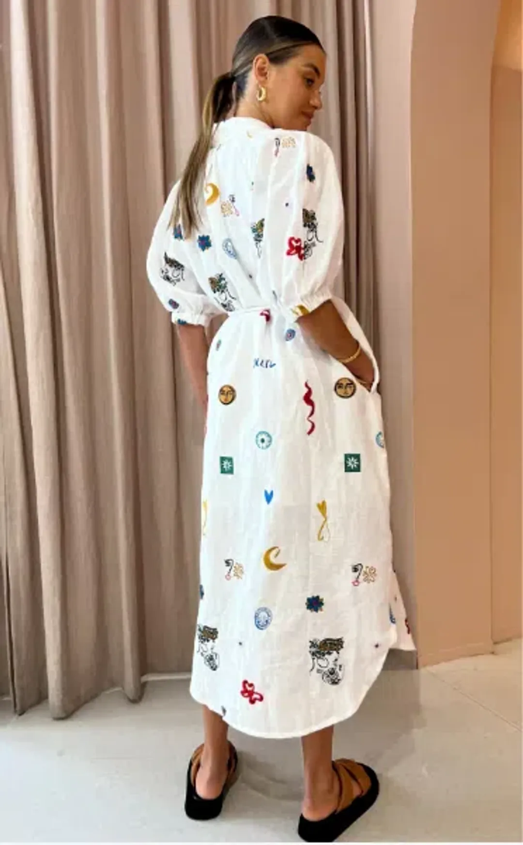 Alemais Soleil Embroidered Shirtdress In Ivory Size 10  for rent on The Volte - main image