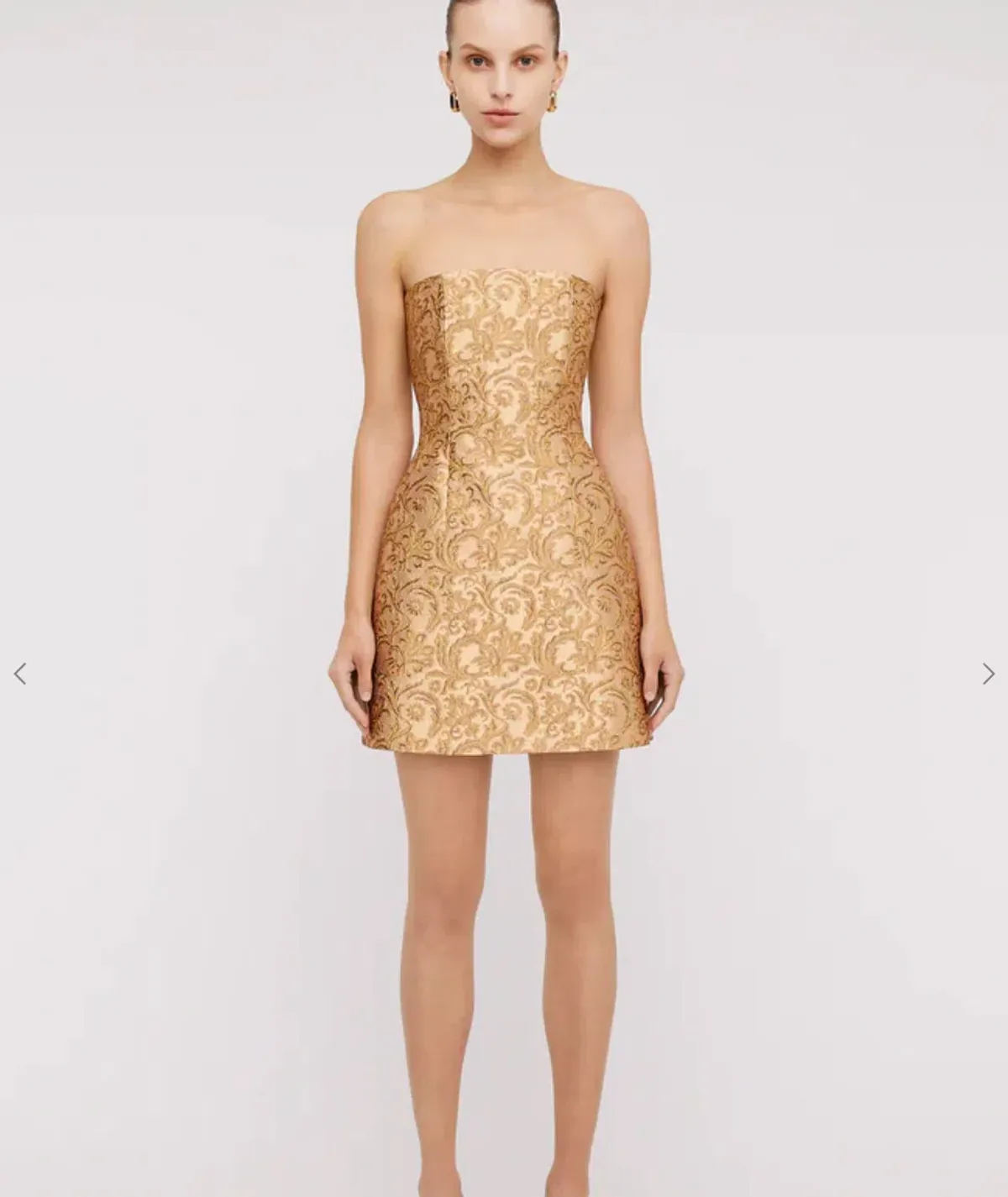 Scanlan Theodore Brocade Mini Dress Gold Size 6 - Image 1