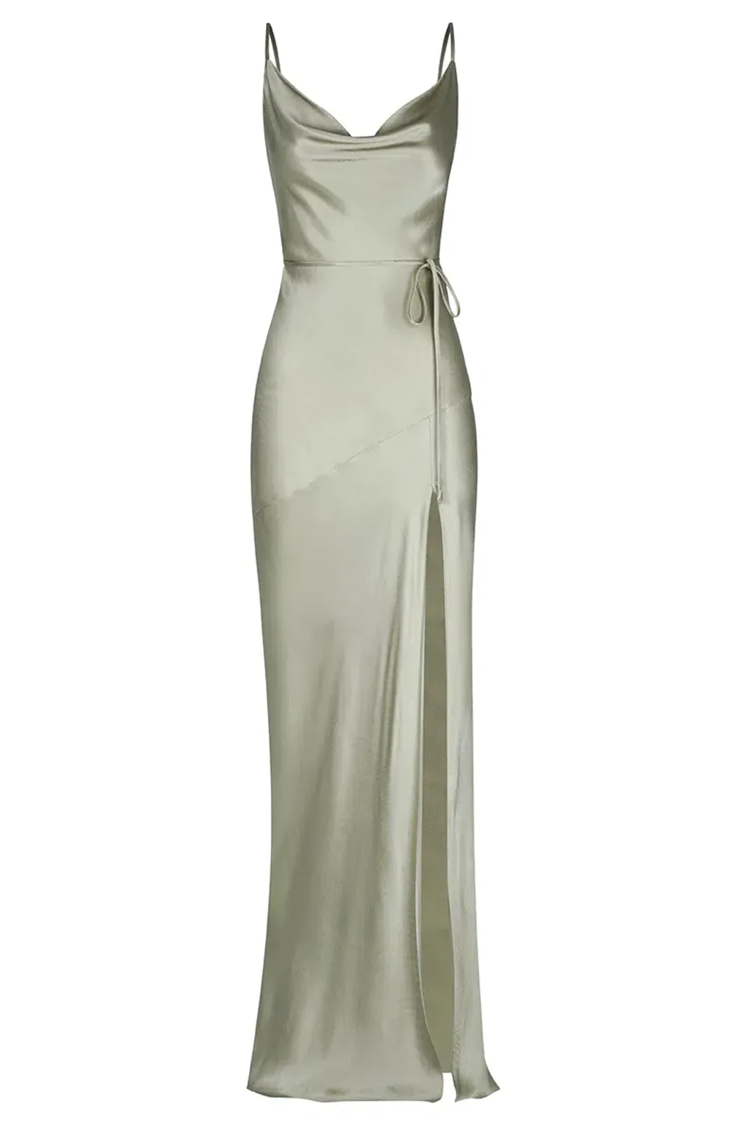 Shona Joy La Lune Bias Cowl Maxi Dress Sage Size 10  for rent on The Volte - main image