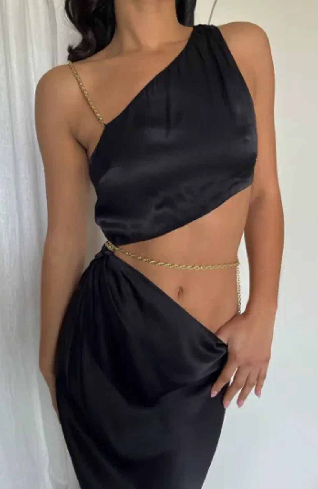 Meshki Clementine Chain Maxi Dress Black Size 10 / M for rent on The Volte - main image