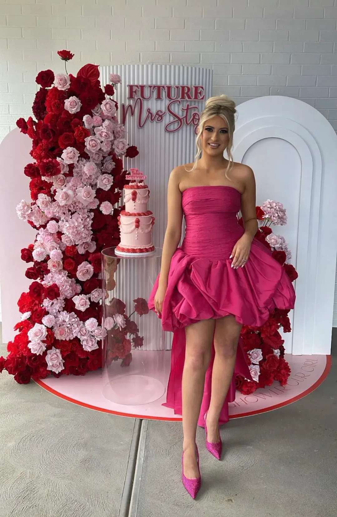 Aje Piacere Bubble Hem Mini Dress Pink Size 10 / M for rent on The Volte - main image