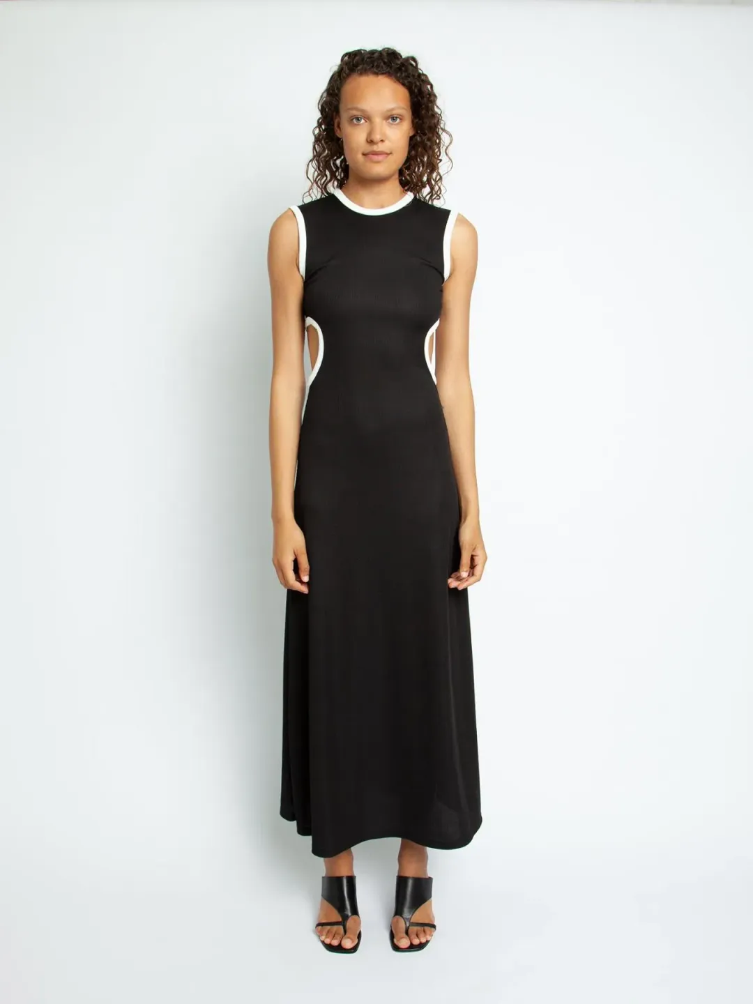 Christopher Esber Fran Negative Space Rib Dress Black Size 8 for rent on The Volte - main image