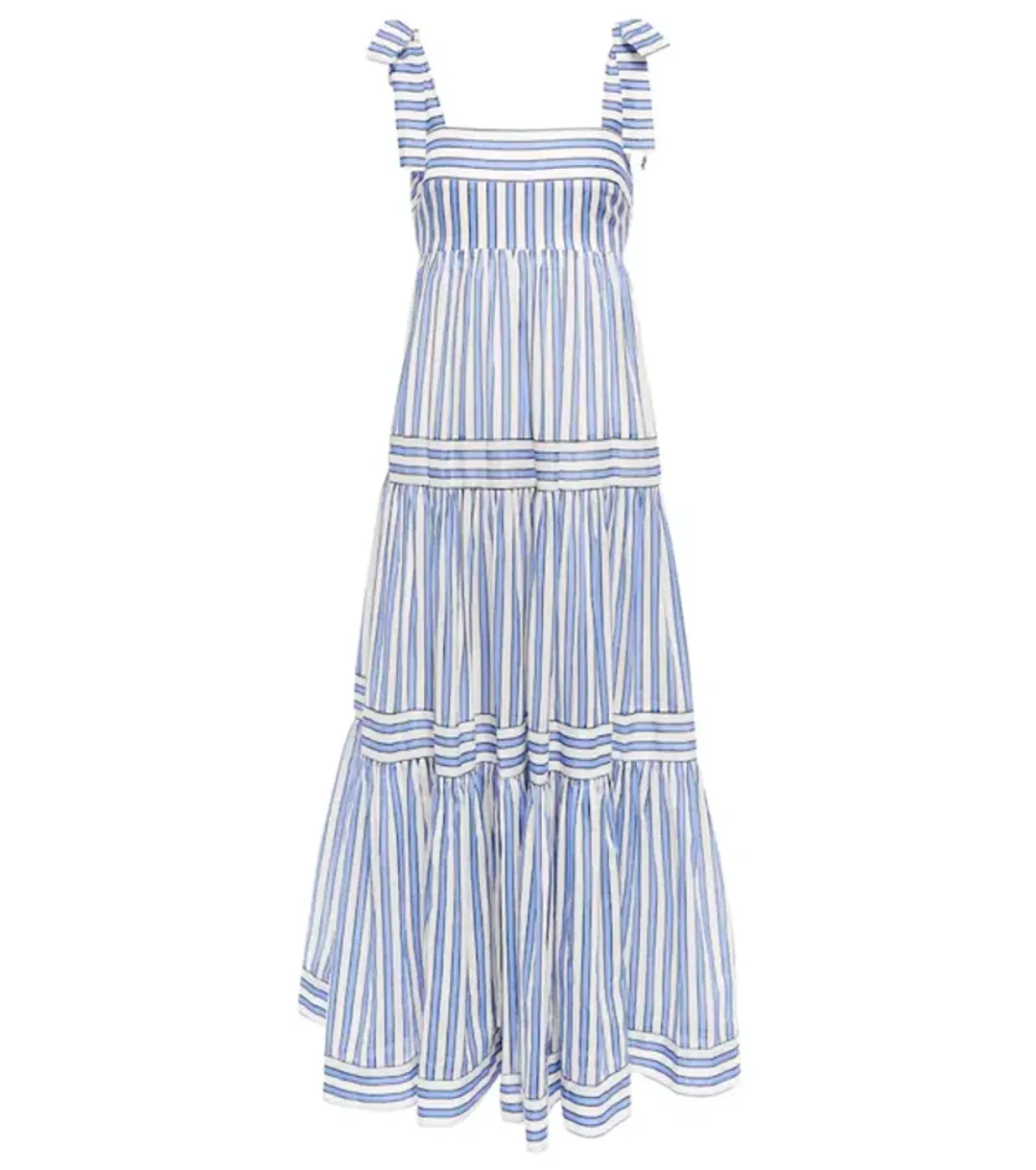 Zimmermann Pattie Striped Maxi Tie Dress Blue Size 6 for rent on The Volte - main image