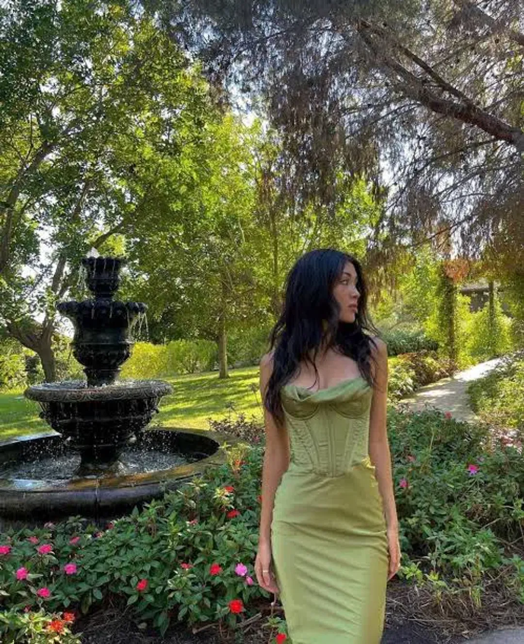 House of CB Myrna Corset Slip Midi Dress Olive Size S / Au 8  for rent on The Volte - main image