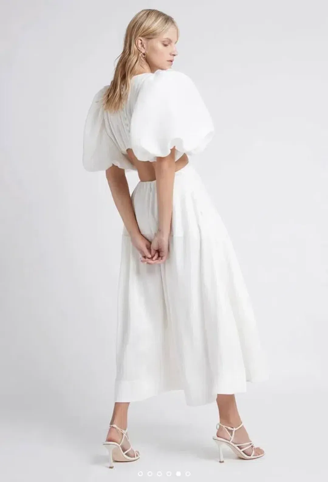 Aje Vanades Cut Out Ring Midi Dress Ivory Size 10 / M for rent on The Volte - main image